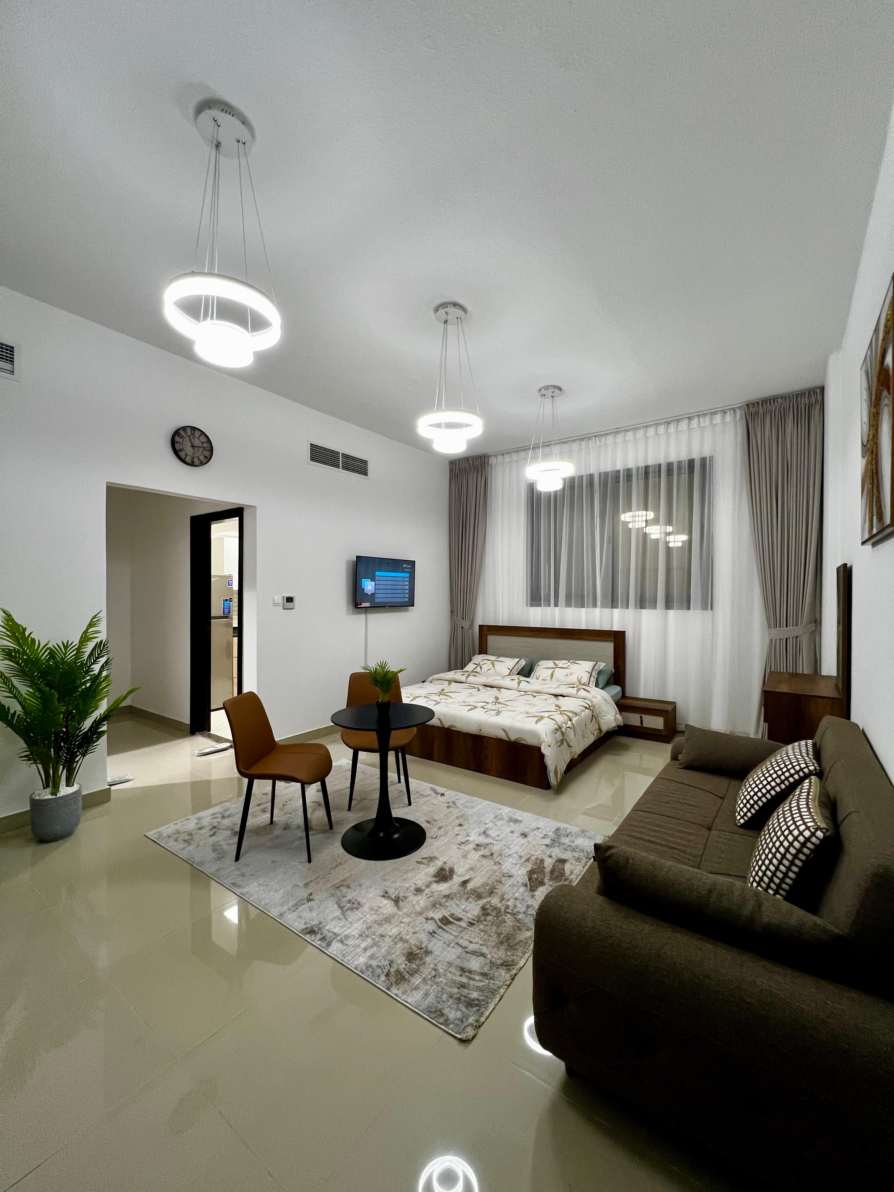 Monthly furnished studio for rent in Ajman Al Nuaimiya 1 Kuwait Street close to Al Ittihad Street all bills included ready to move