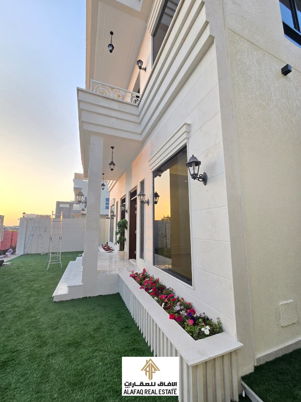 Brand New Luxury Villa for Sale in Al Amra, Ajman featuring modern design, high-end finishing, 4 master bedrooms, spacious guest majlis, two family ha