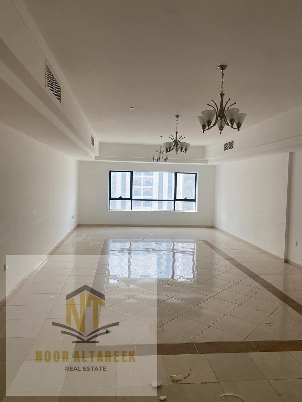 Apartment for rent in Al Taawun featuring a spacious and practical layout with 3 bedrooms, 3 bathrooms, and a maid’s room. The apartment comes with c
