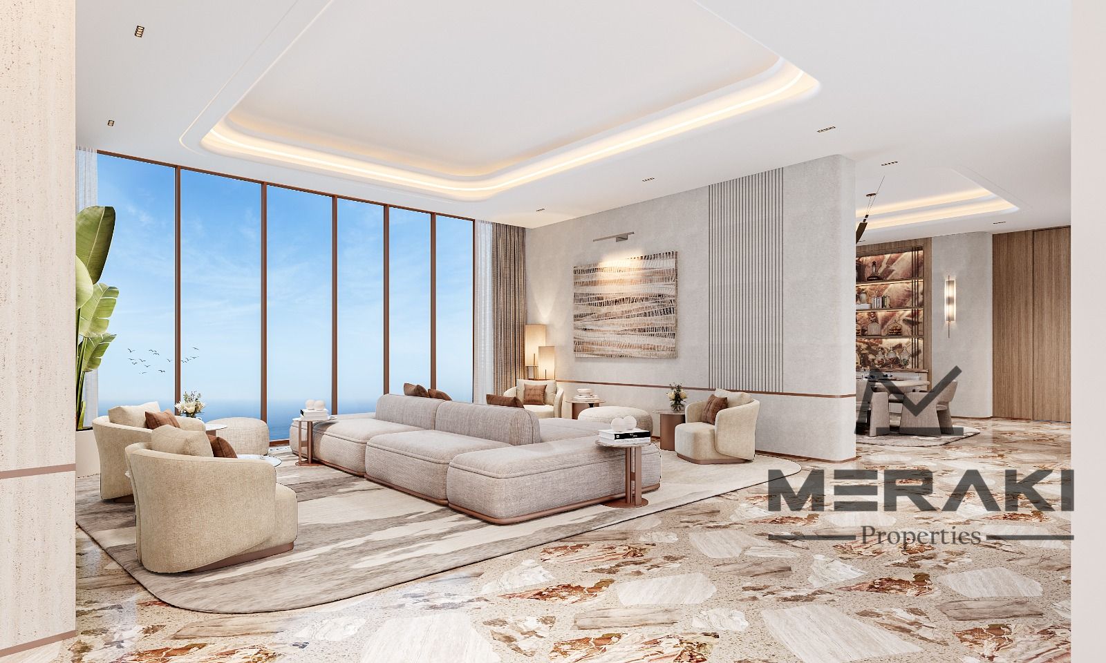 For sale: a room and a living room with an open sea view in Dusit Thani project, in the heart of Ajman Corniche, with a 5% down payment.