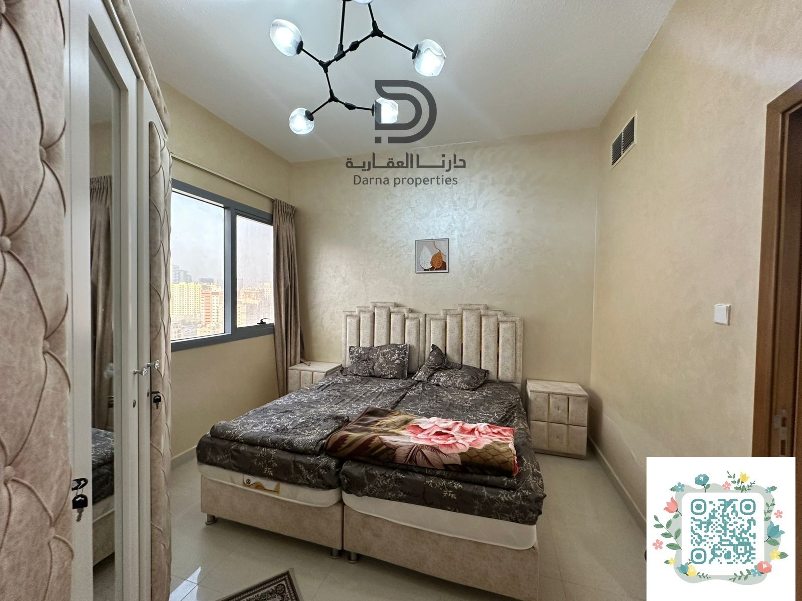 One-bedroom apartment for sale in Al Nuaimiya One Tower with a modern design and spacious layout. Features an open-view balcony and private parking. I