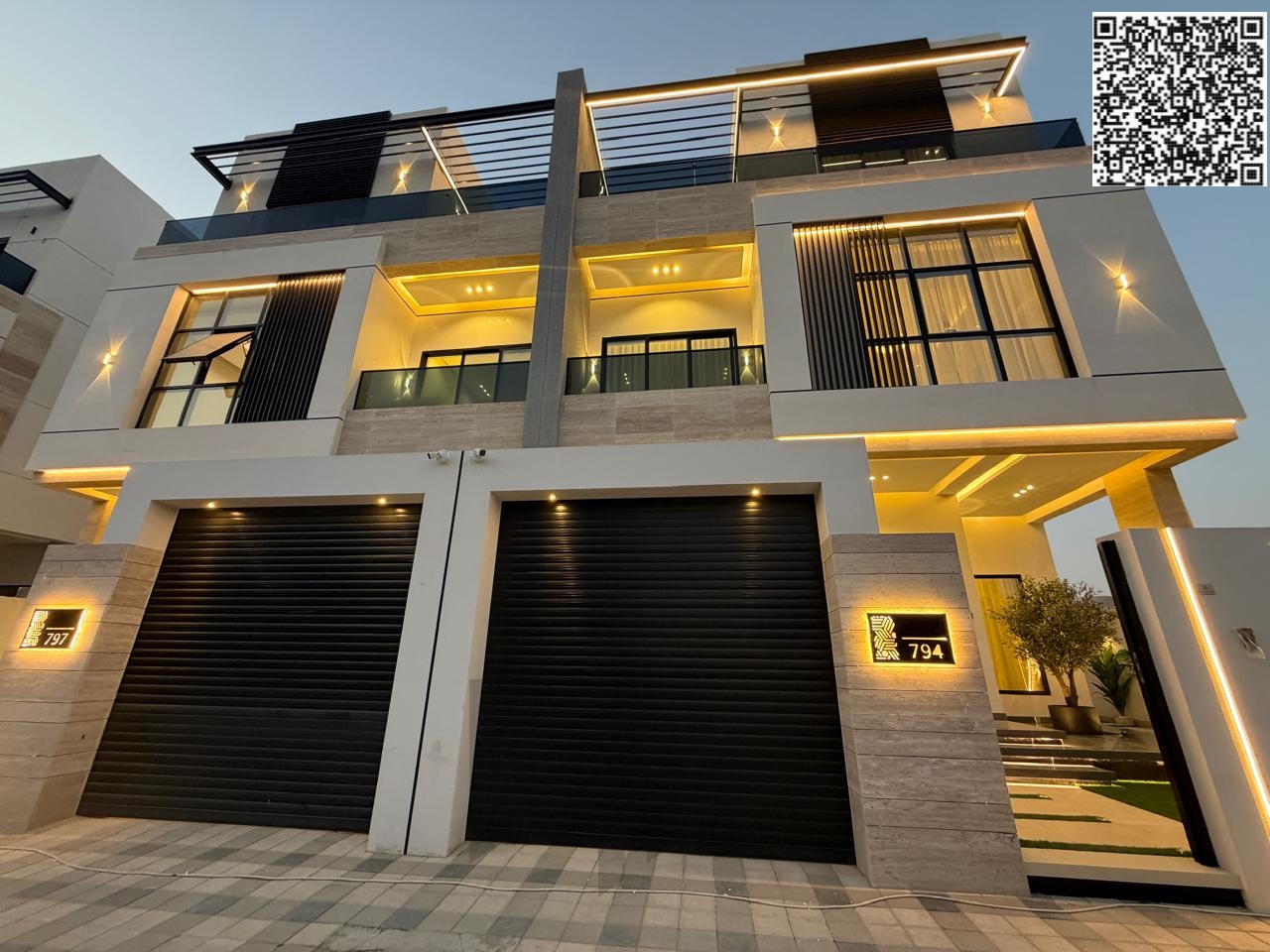 Semi-detached villas for sale in Al-Talla – modern design with furniture, spacious areas, elevator and roof