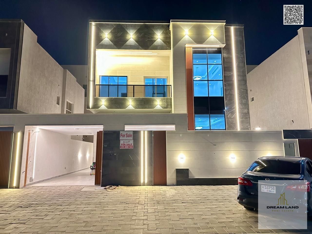 Direct from the owner, including all ownership fees: a villa in one of Ajman's most luxurious villas, built and finished to a super deluxe standard, w
