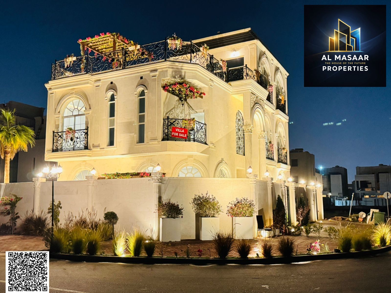 A unique opportunity to own a corner villa in a prestigious location in Al Bahia, Ajman, featuring an elegant design and spacious areas, suitable for