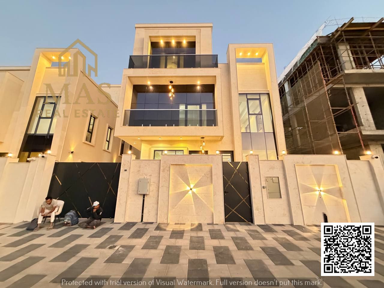 For sale: A luxurious modern villa with an elevator and a swimming pool overlooking all rooms. Price includes water, electricity, and air conditioning