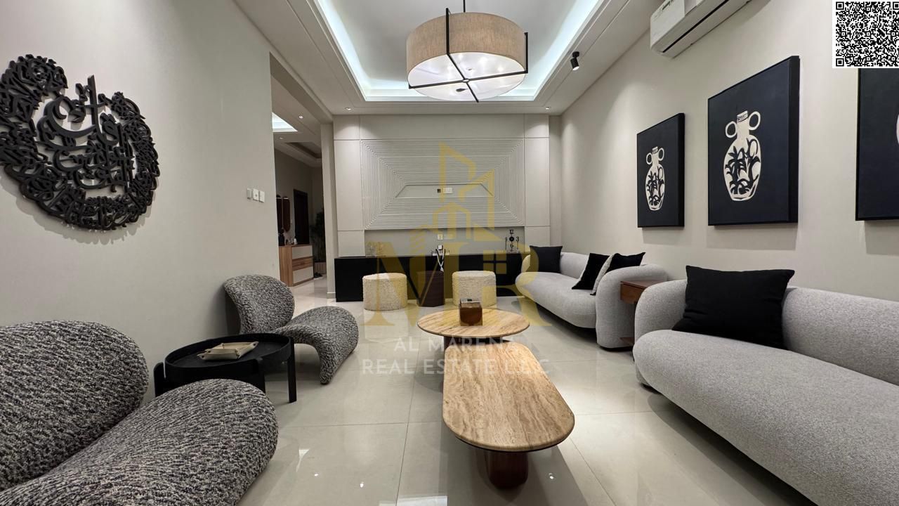 Luxury villa for sale in Al Yasmin – Modern design, 4 master bedrooms | Majlis and living room | Modern kitchen | Yard | Includes electricity, water,