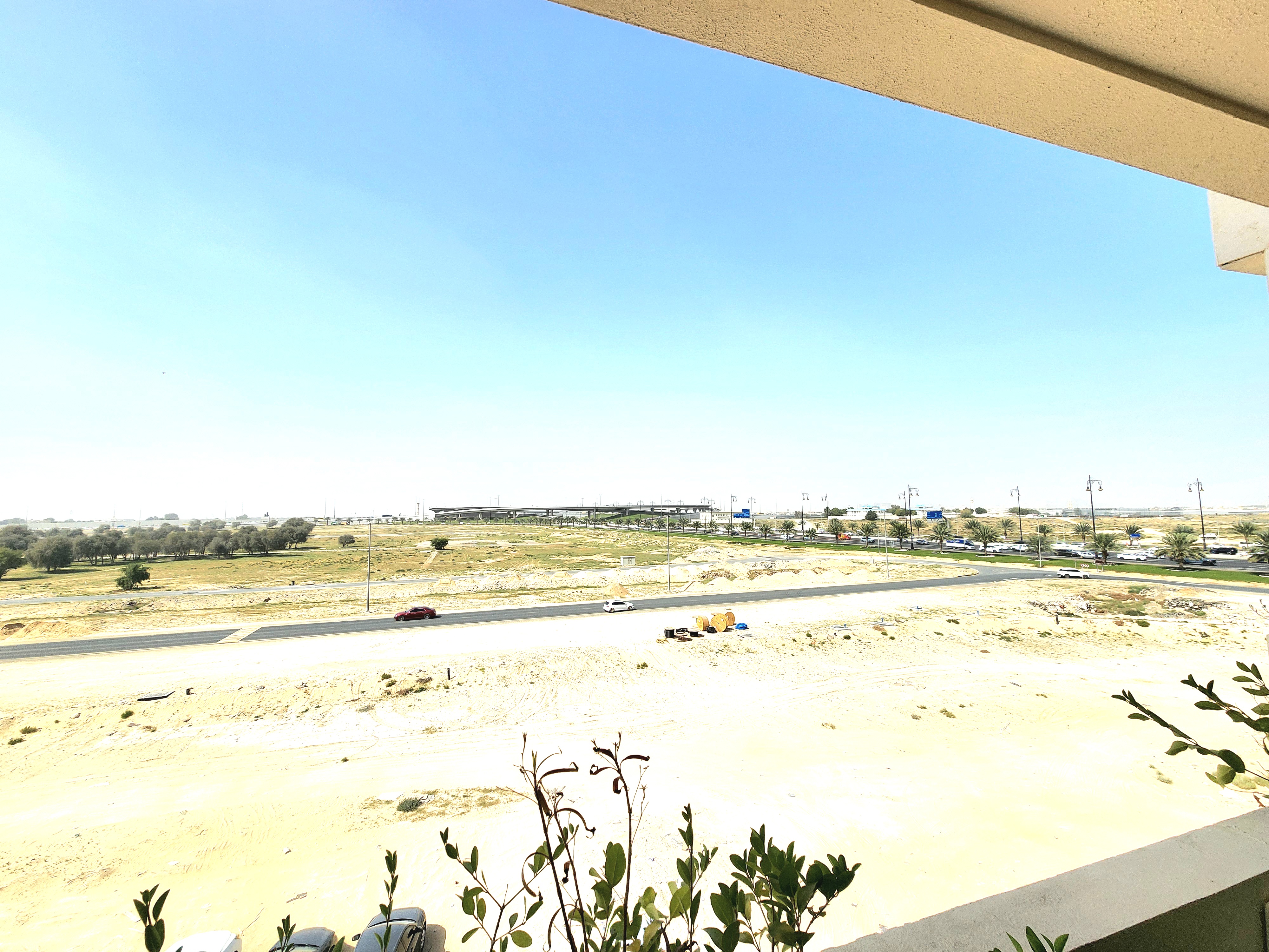 Spacious 1bhk with 2 bath and balcony road side view near airport road