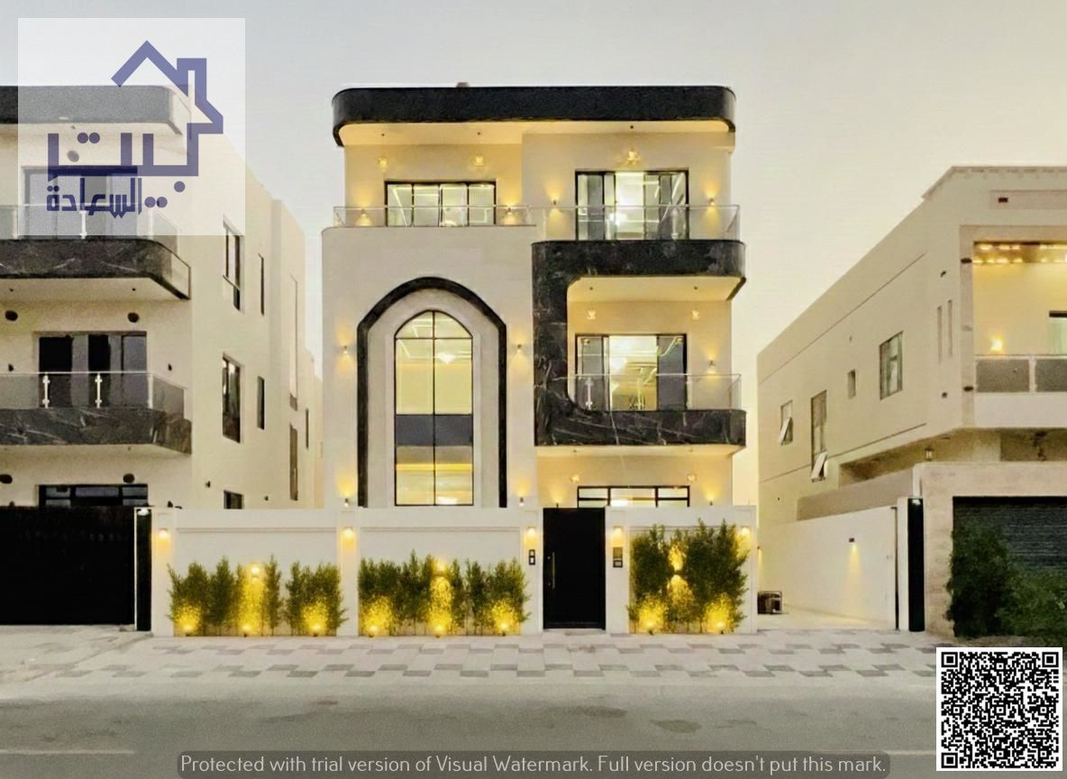For Sale – Modern Villa, Al Bahia Ajman, including registration fees (two floors and a roof) freehold, opposite Mohammed Bin Zayed