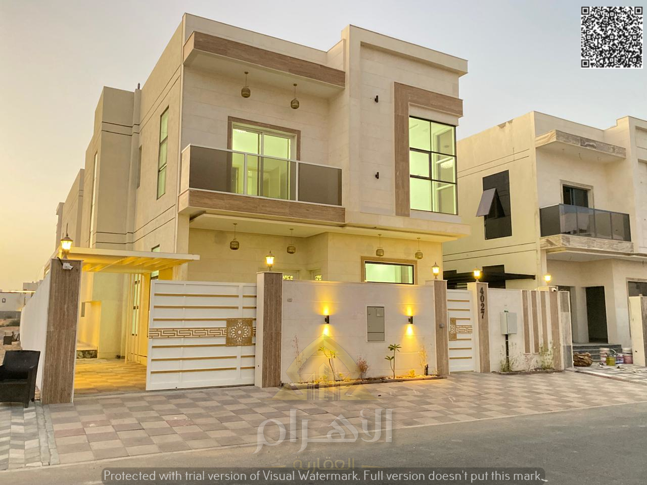 Ready-to-move-in villa with water and electricity in Al Zahia, directly opposite a park.