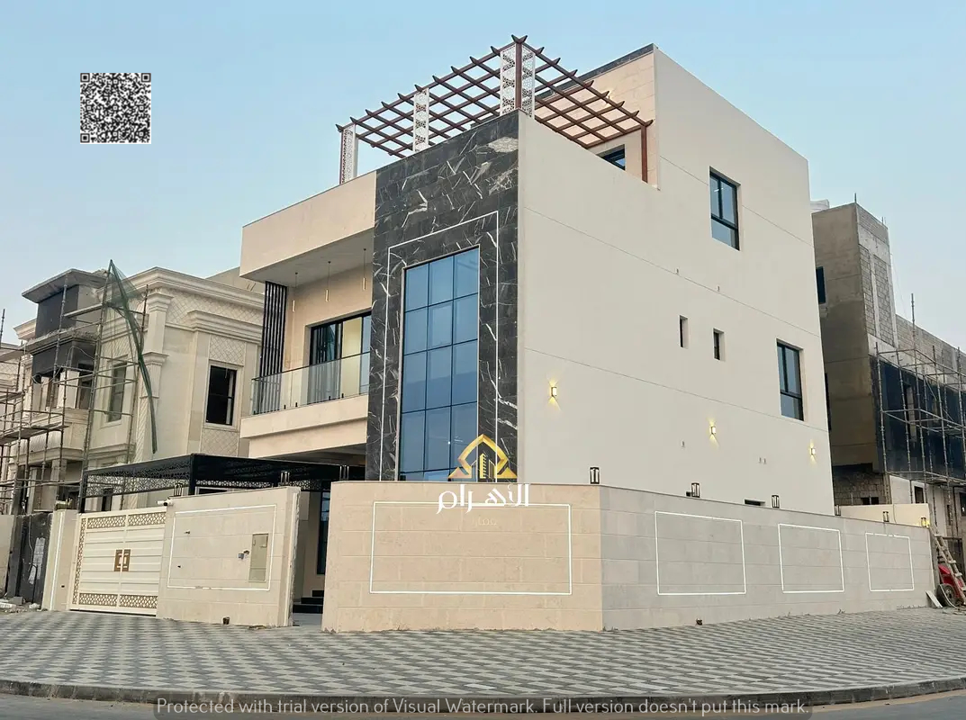 Own a corner villa (with electricity, water, air conditioning, and registration fees) with 7 master bedrooms, two floors, and a rooftop .