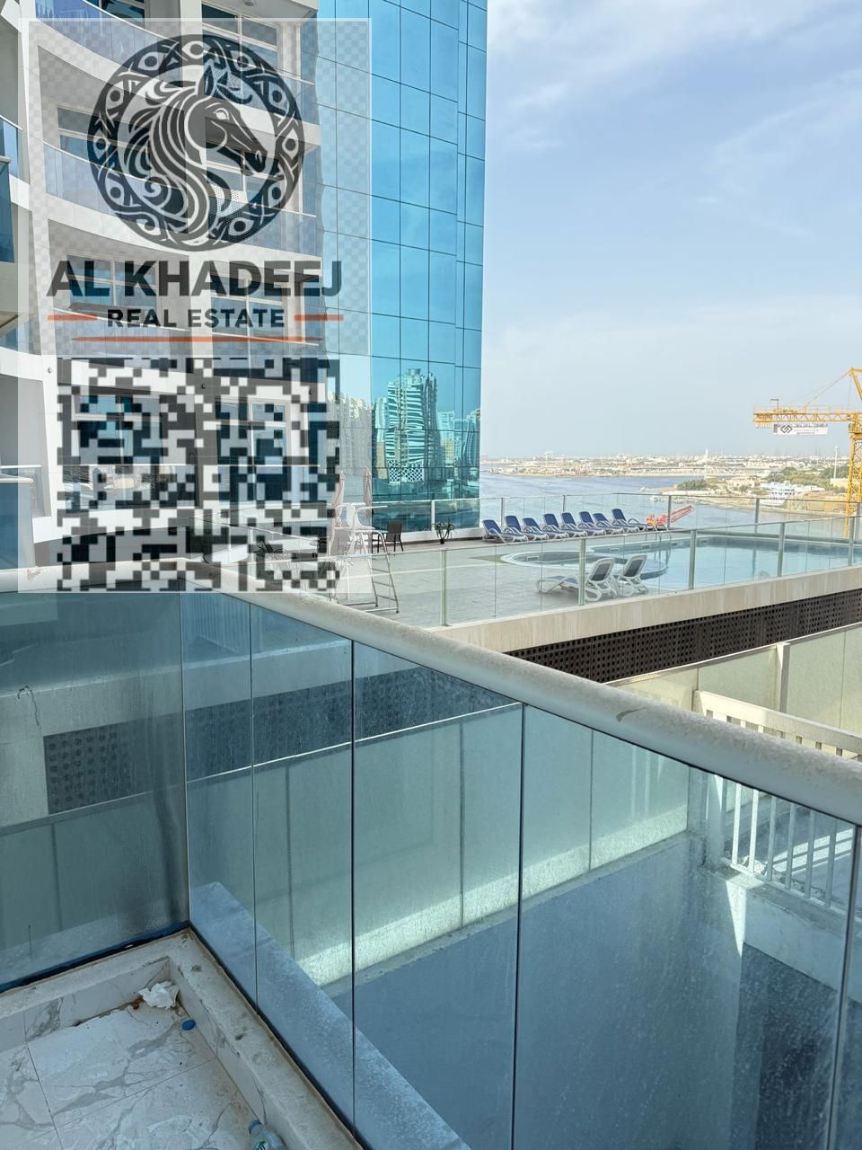 Two-bedroom apartment with a living room, furnished, for annual rent in Al Waha Towers, Ajman, near all services.
