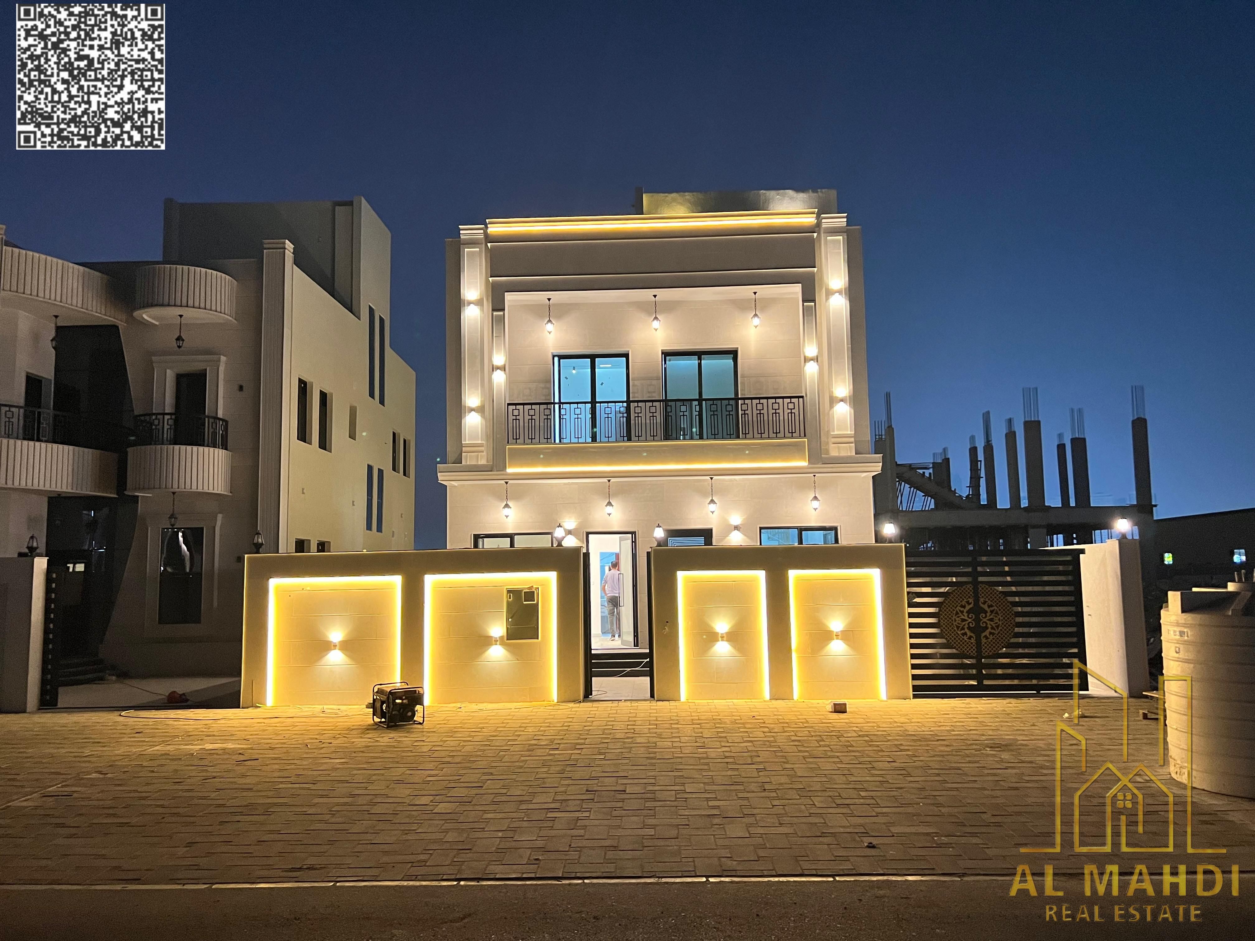 A luxurious villa with a sophisticated and unique design for sale in the Emirate of Ajman, Al Helio 2 area.