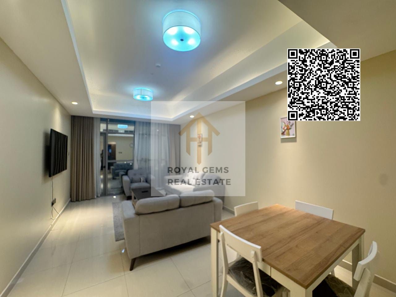 Luxurious one-bedroom apartment with a balcony and garden open view. Fully furnished, in a prime location with a gym and swimming pool