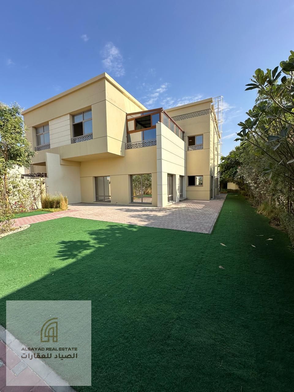 In the heart of Sharjah Garden City, a luxurious 5-bedroom villa with a garden and glass majlis, privately owner-occupied in excellent condition, read