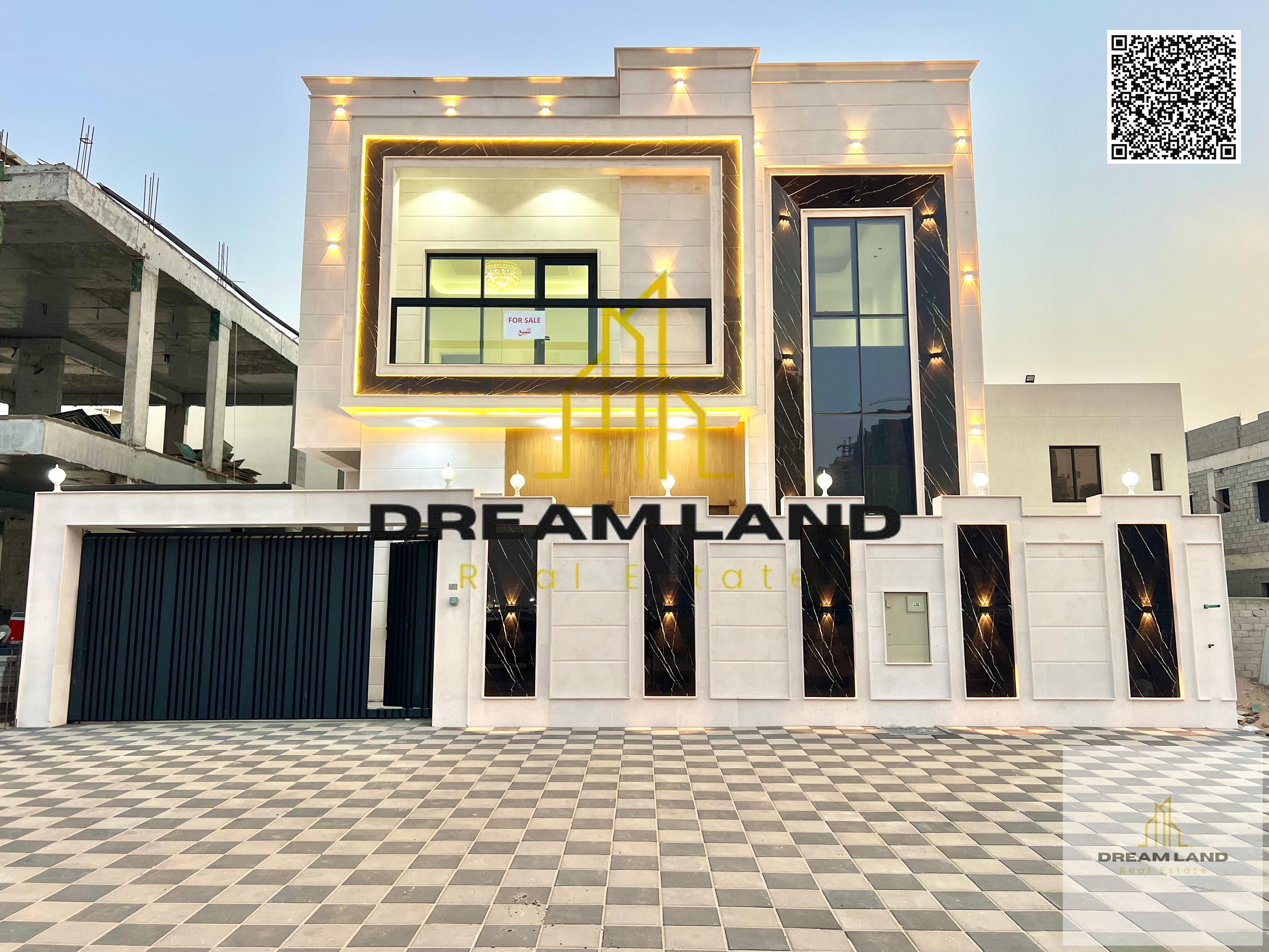 Two-story villa with a rooftop terrace on the main street, ready for occupancy in one of Ajman's most prestigious areas. Freehold ownership available