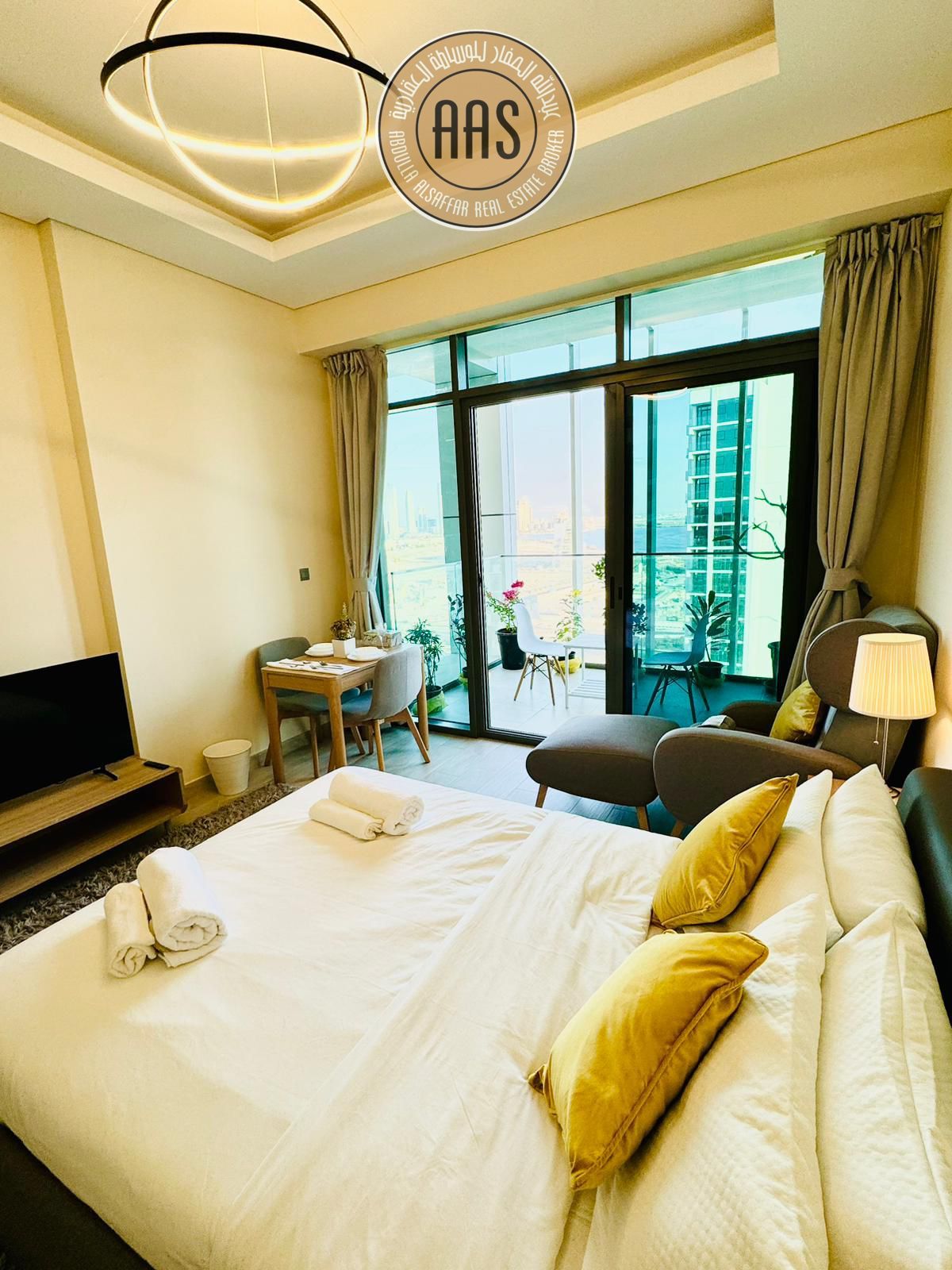 Fully furnished studio in 65k balcony wardrobes 1parking free
