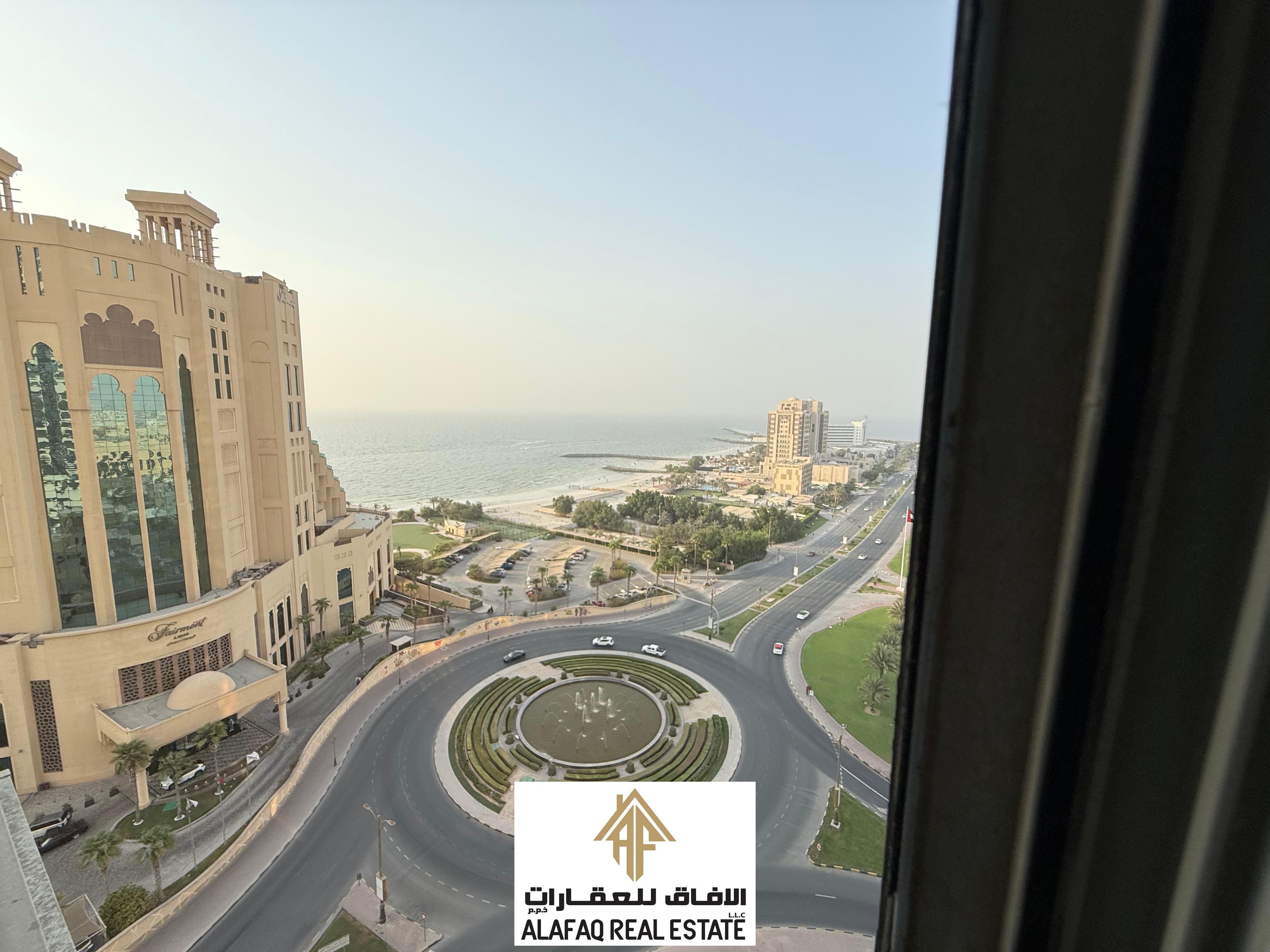 Fully Furnished 1-Bedroom Apartment for Monthly Rent at Corniche Ajman – Al Nakheel 2, Etihad Tower, All Bills Included, Full Sea View