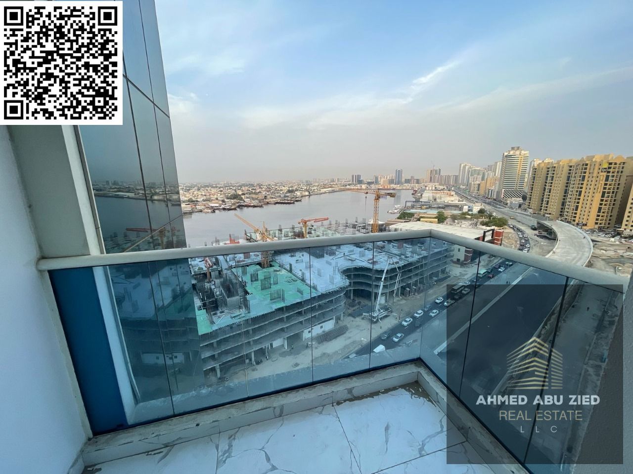 3 bedroom apartment for rent in Al Waha Towers with gym and pool overlooking the water