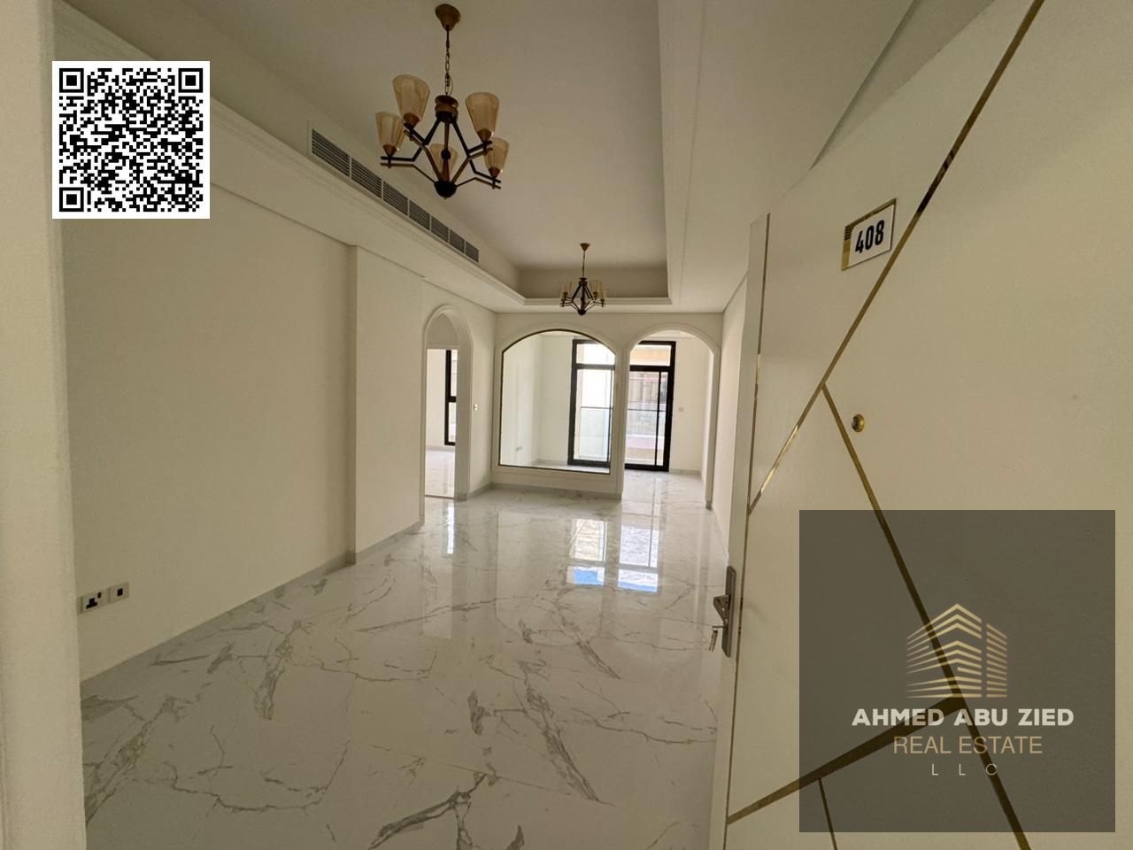 Luxurious two-bedroom apartment with a swimming pool, first occupancy, for annual rent in Al Muwaihat 3, directly on the main road.