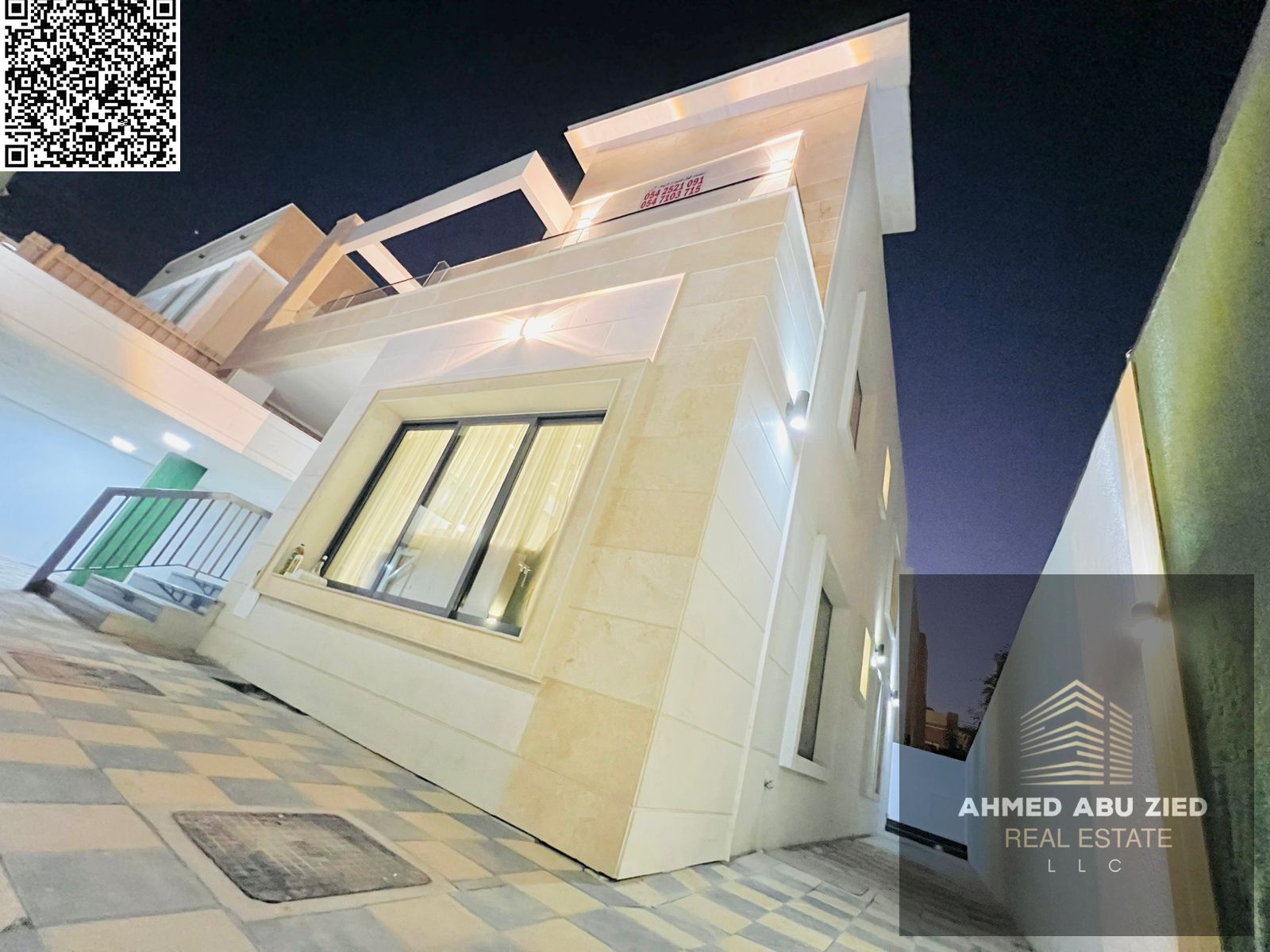 Elegant 5BR villa in Ajman, first tenant, 7 bathrooms, maid’s room, ground & first floors plus roof, front setback for cars, private courtyard, built-