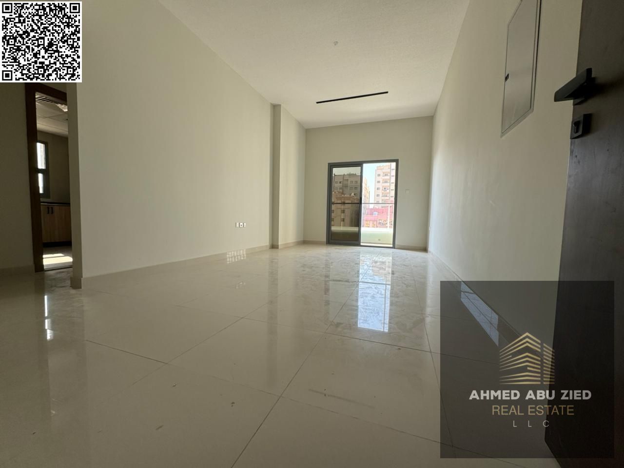 Elegant 3BR hall in Ajman, new building, first tenant, 3 bathrooms, open-view balcony, modern refined finishes, prime location near services with easy