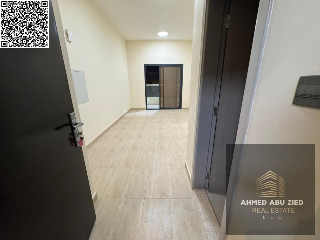 **1BHK in a new building, first tenant, open-view balcony, central AC, spacious layout, modern and stylish finishes, prime location close to all servi