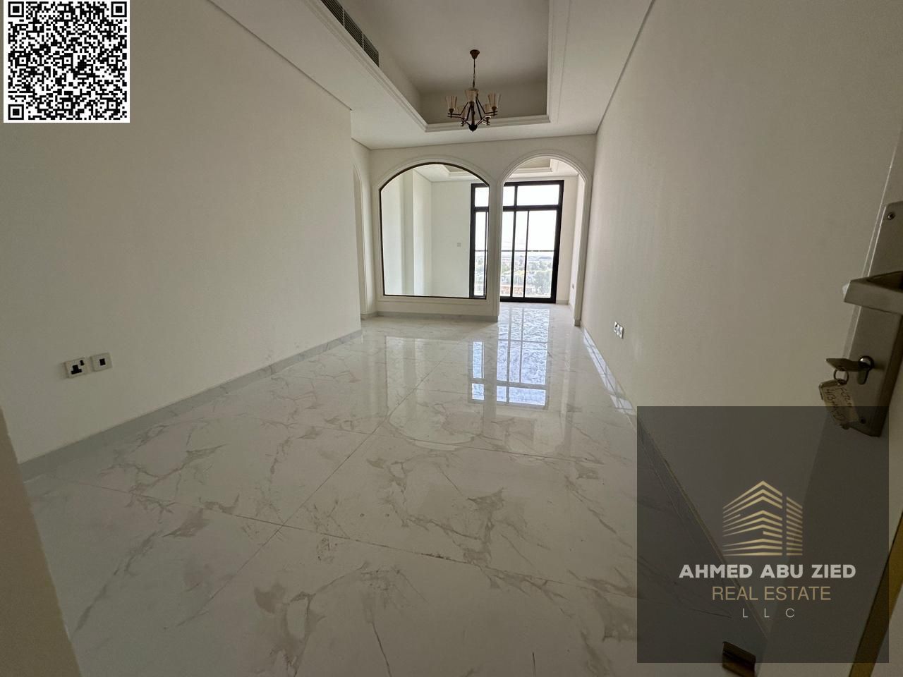**Elegant 3BR hall with 1 month free, new building, first tenant, open-view balcony, built-in wardrobes, modern and stylish finishes, prime location w