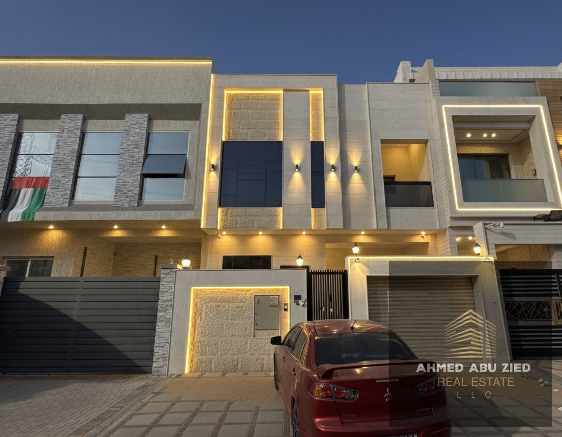 Elegant 5BR villa in Ajman with 7 bathrooms, maid’s room, hall & majlis, modern refined finishes, prime location with easy access to Dubai & Sharjah.