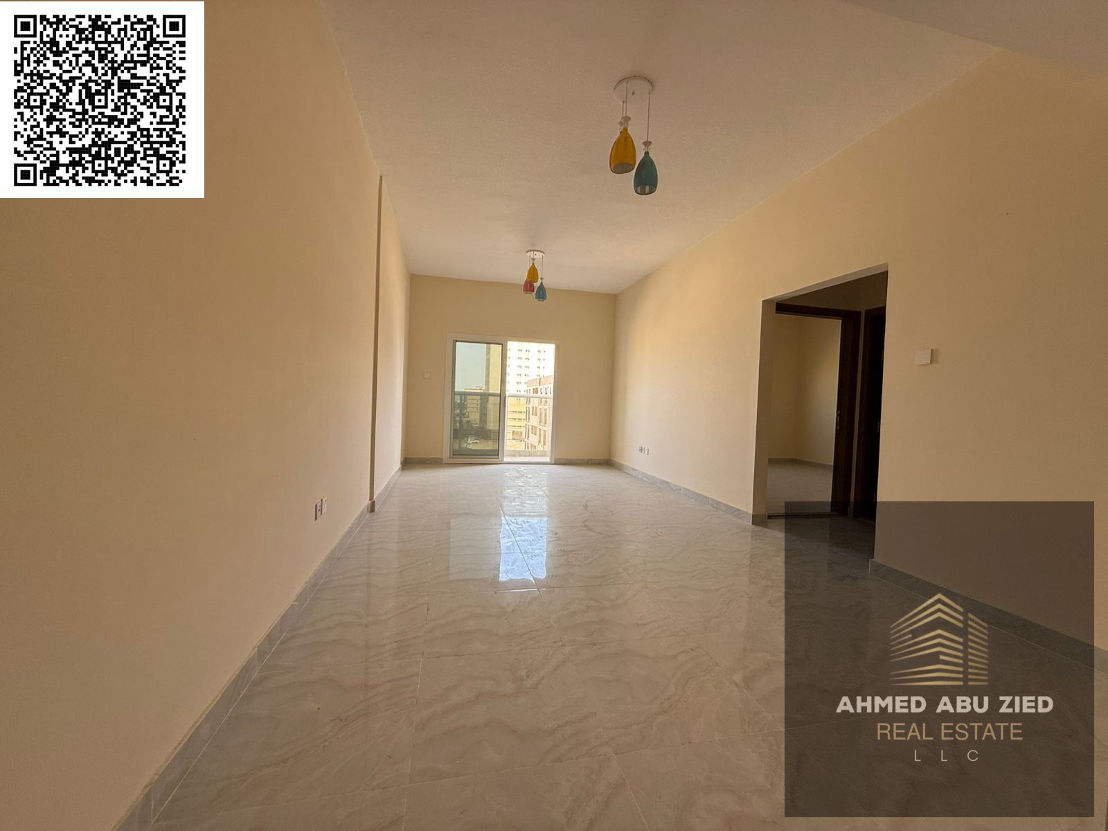 One-bedroom apartment for annual rent in Al Jurf 3 – First occupancy – Central air conditioning – 2 bathrooms – Balcony – Super deluxe finishing – Eas