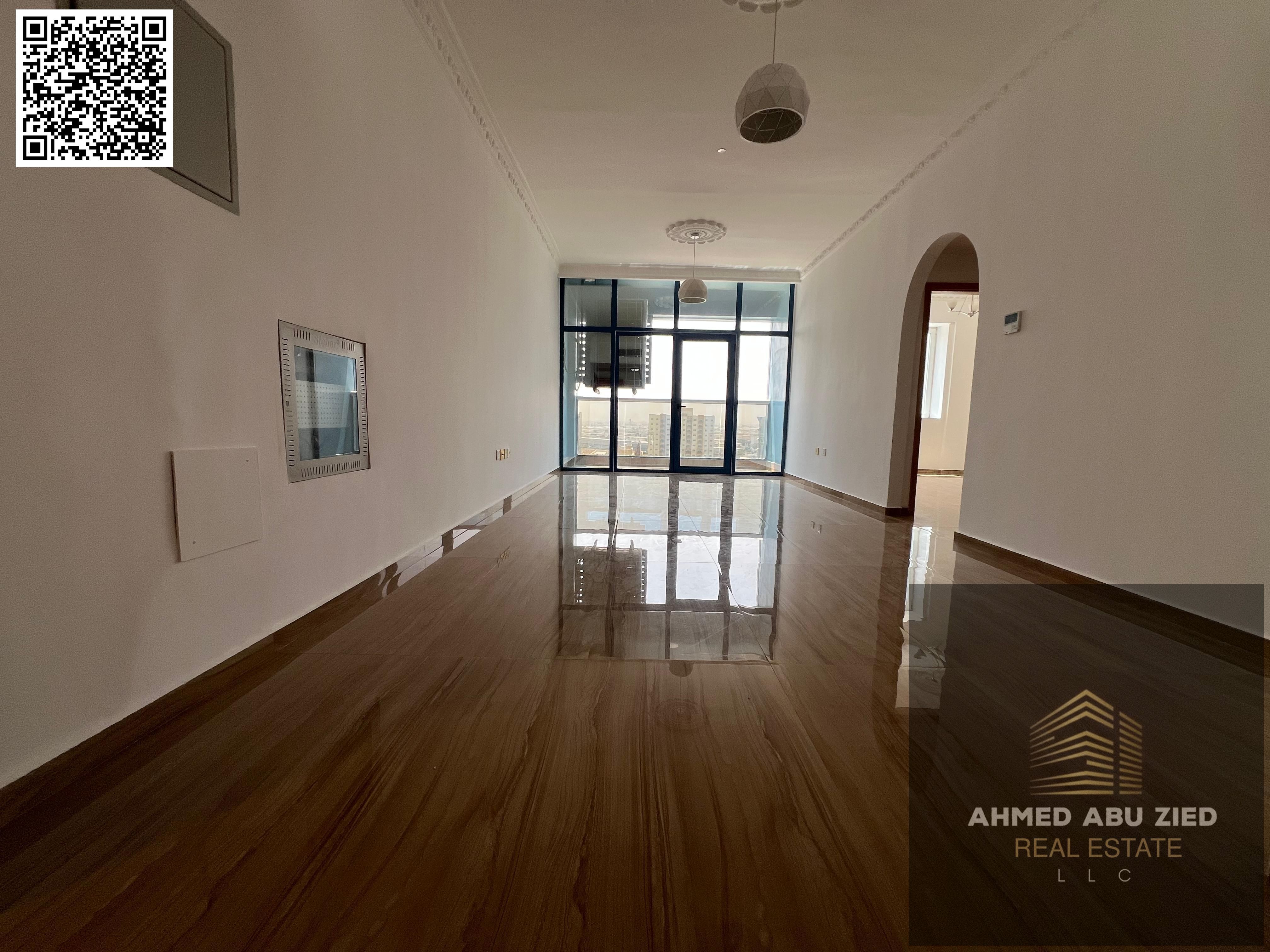 For annual rent | Mushref (Ajman) | 1BR+Hall apartment | Free parking & gym | Master bedroom | Spacious hall with open-view balcony | Large kitchen