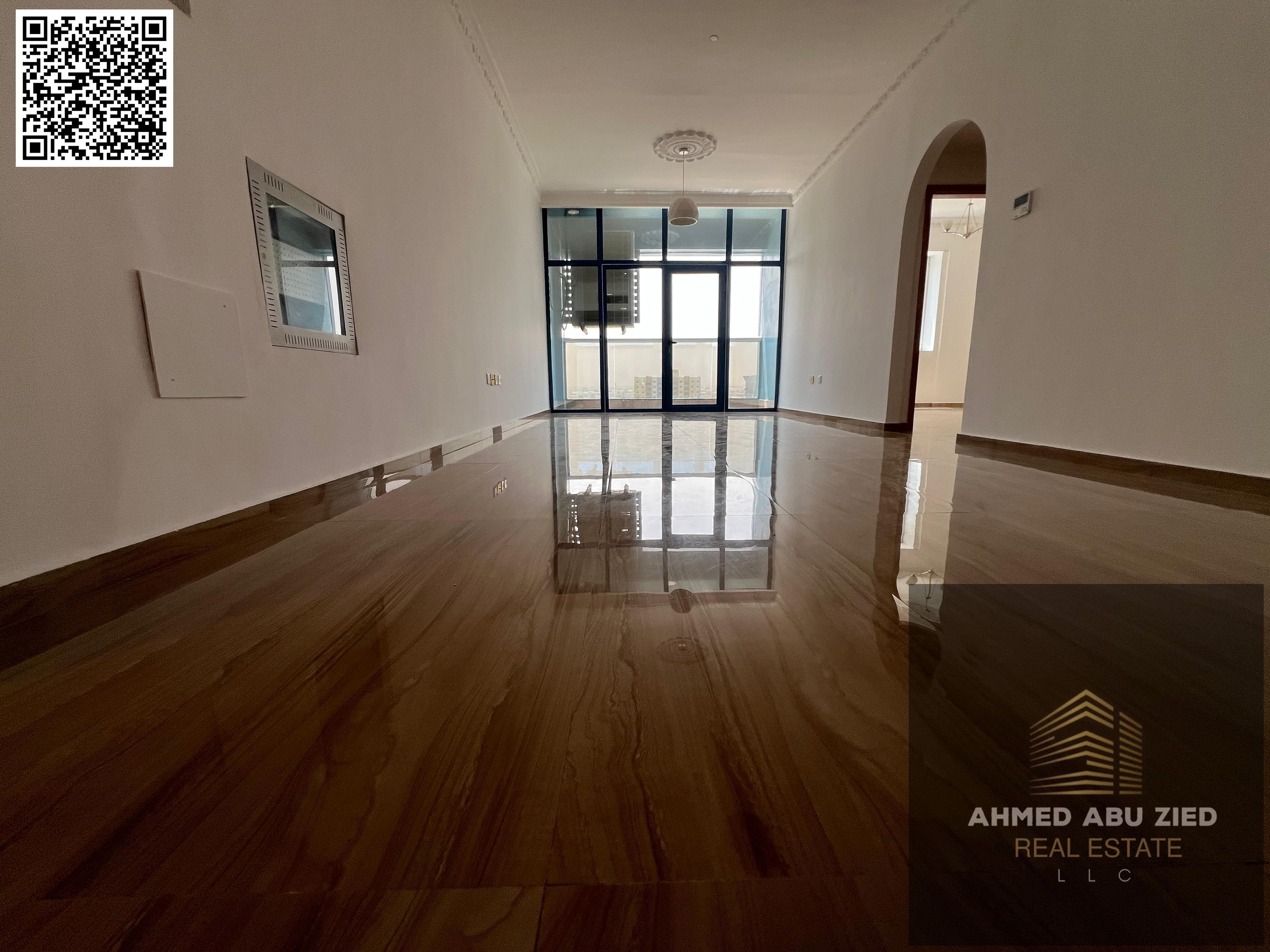 For annual rent – 1-bedroom master apartment with living room & balcony in Mushrif, Ajman. Rent: 42,000 AED. Free parking & gym.