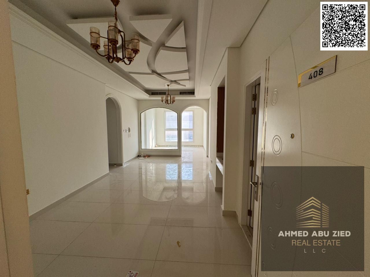 2BR hall + maid’s room in Al Mowaihat 3 with gym & pool; built-ins, balcony, prime spot near schools & Dubai exit; 1 month free.