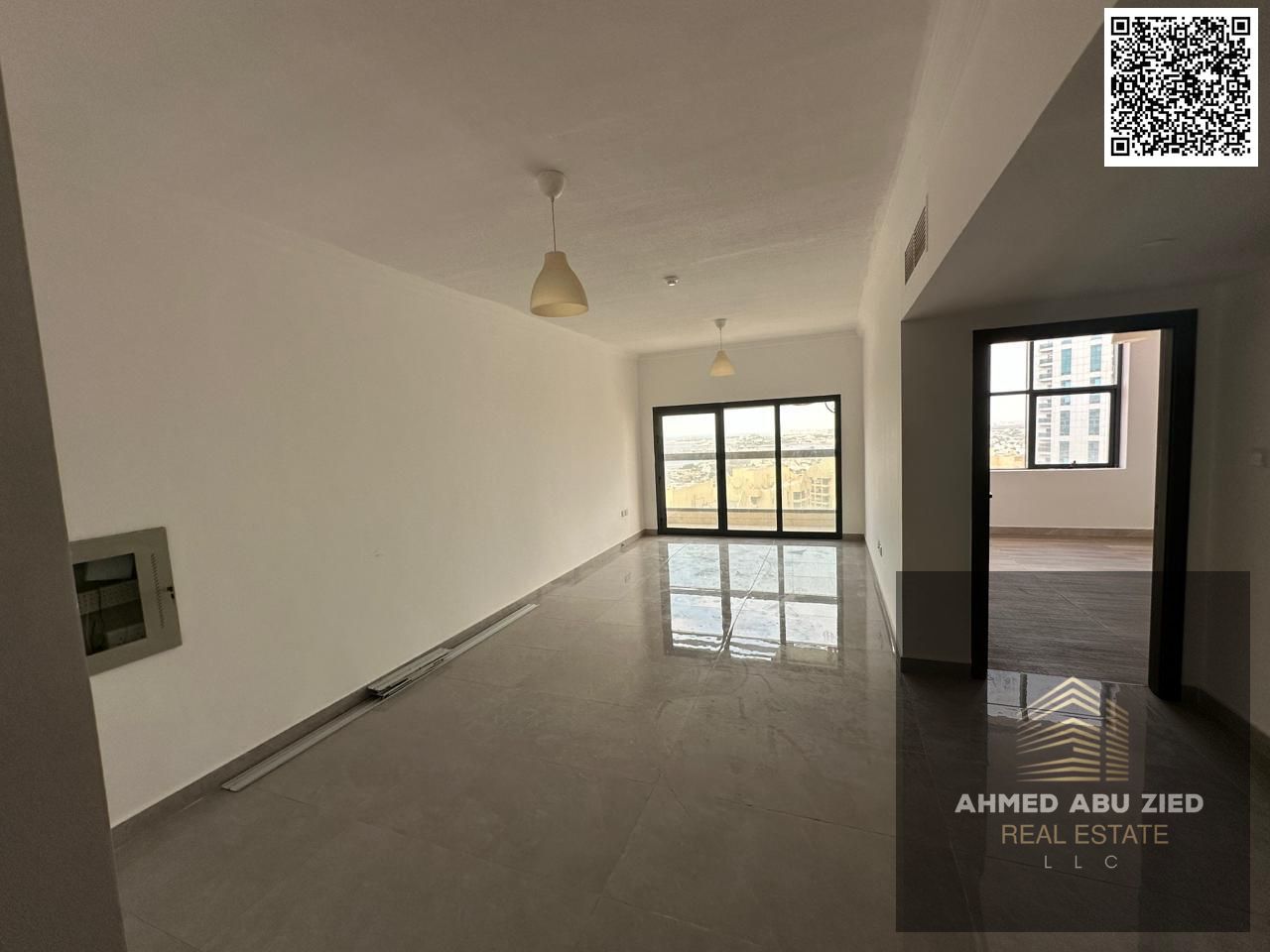 Beautiful 1BR hall apartment for rent in Rashidiya 1, great view, wardrobes, 2 baths, balcony, gym, pool, aqua park.