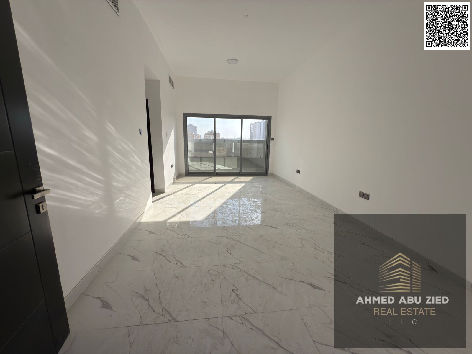 For annual rent, new building. 1BR master apartments with hall in Al Jurf 3. Built-in wardrobes, balcony with open view, prime family location.