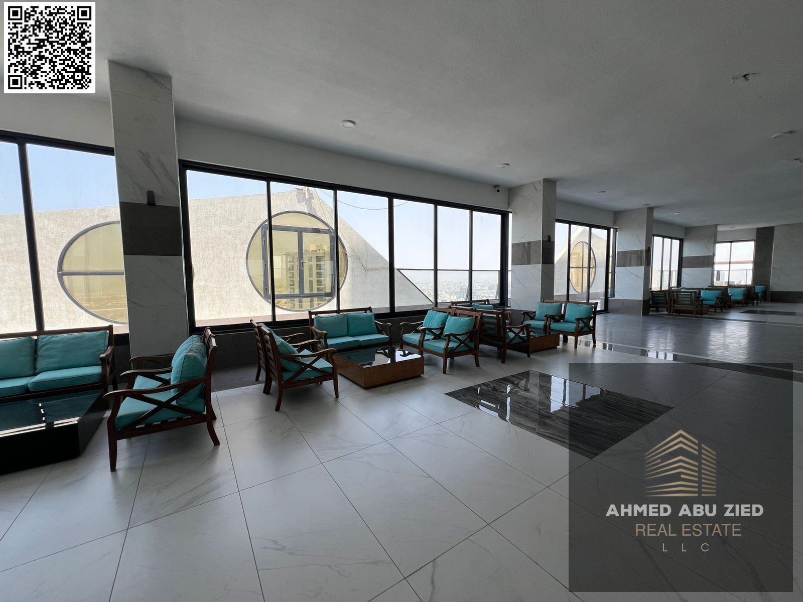 One bedroom and living room in Ajman, Al Rashidiya 1, with gym, swimming pool, and aqua bar. 2 bathrooms, balcony, with electrical appliances, parking