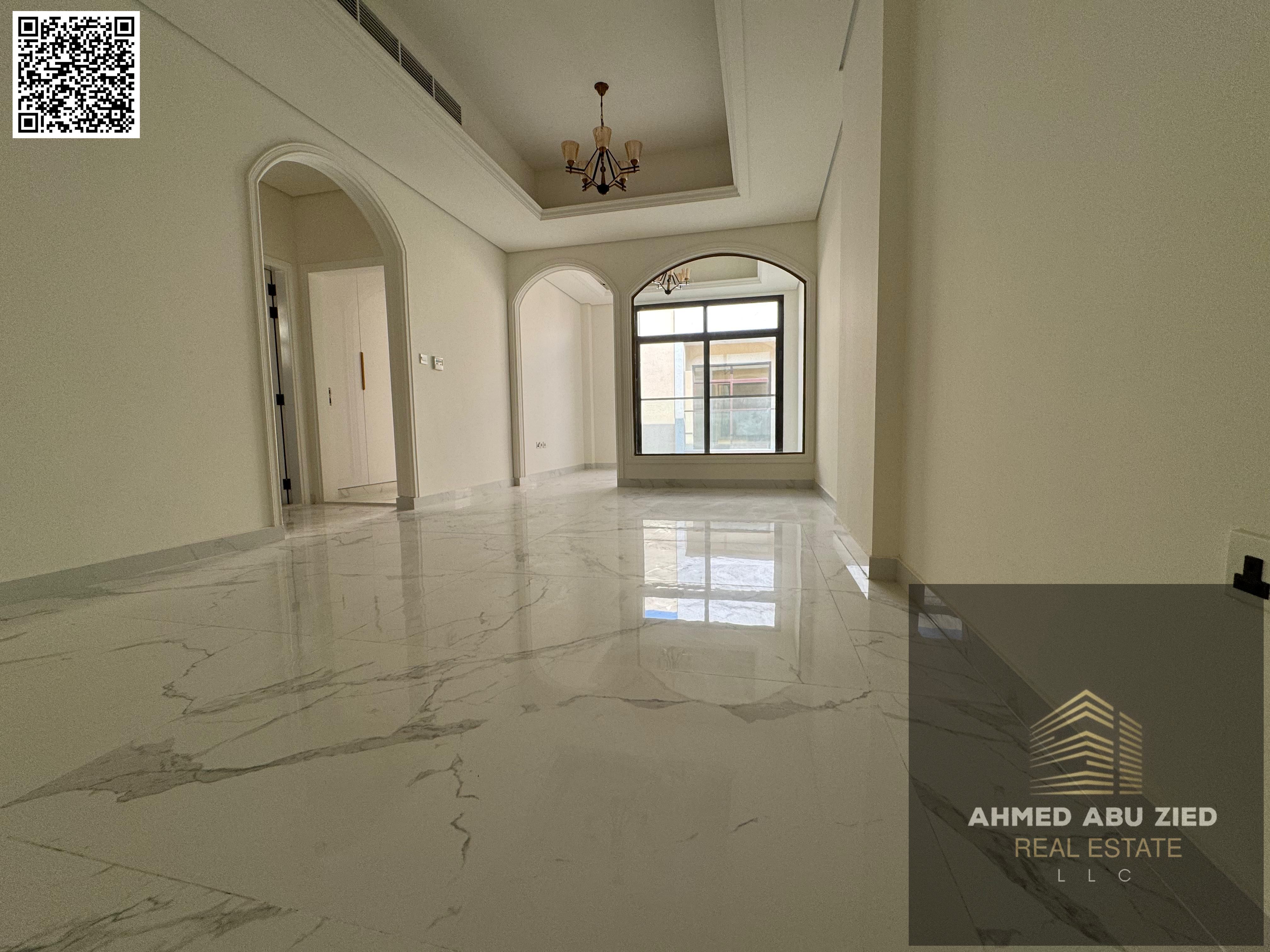 Two bedrooms and a living room, first occupancy in Al Tallah, directly on Mohammed Bin Zayed Road, with a swimming pool and one month free, next to a