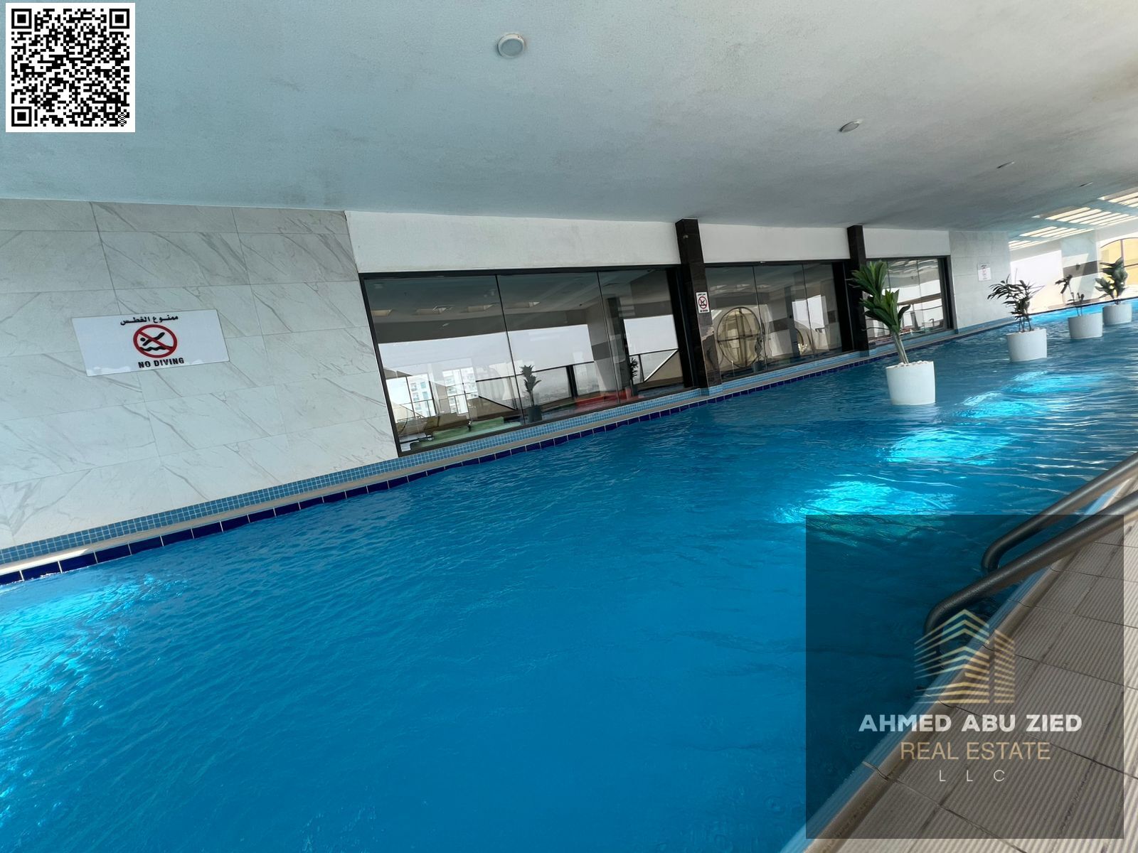 One bedroom and living room for annual rent with balcony, 2 bathrooms, free gym, free swimming pool, free kids' area, free aqua park, one month free,