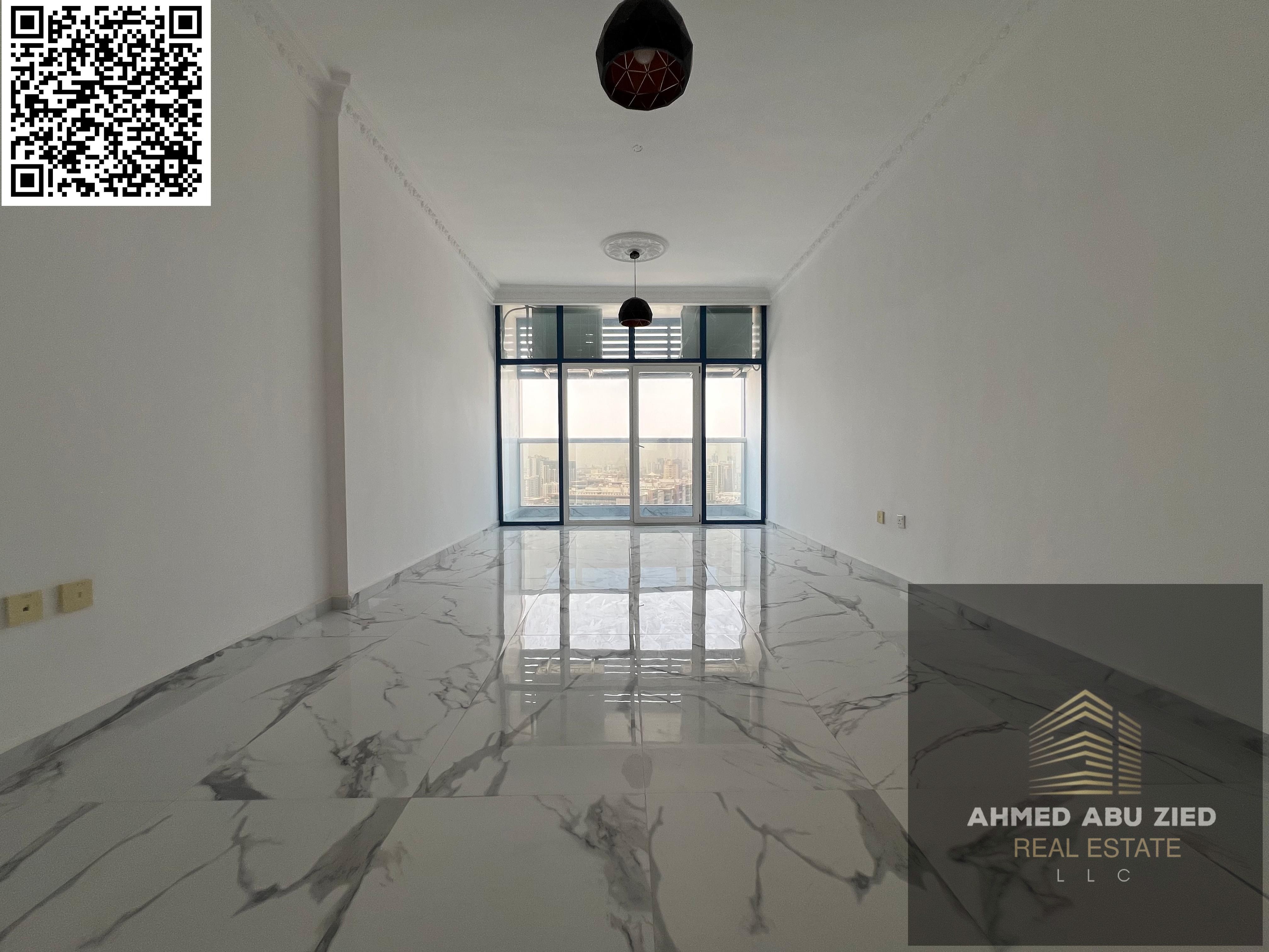 The most beautiful and elegant two-bedroom apartment in Mishrif for annual rent, with two bathrooms, free parking, super deluxe finishes, and a prime