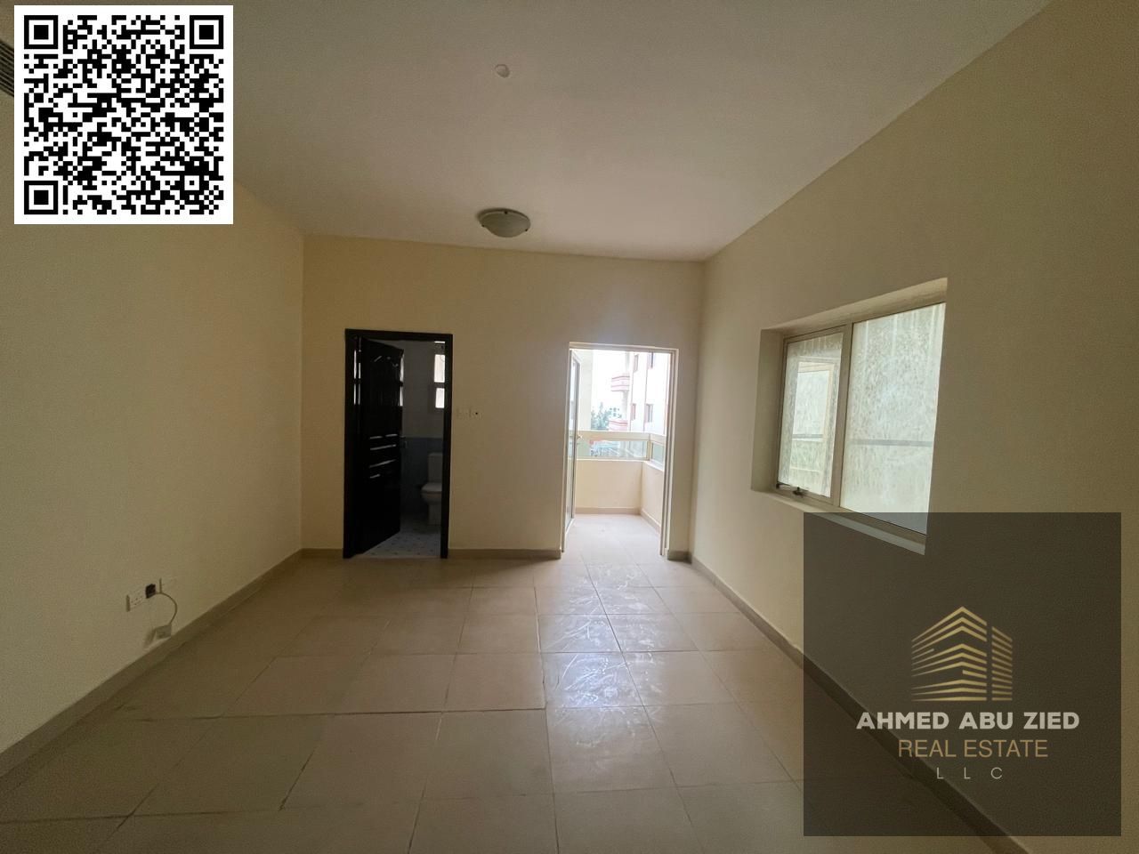 3-bedroom apartment with a living room for annual rent on King Faisal Street in Ajman. 3 bathrooms, master bedroom with balcony. Prime location. AED 4
