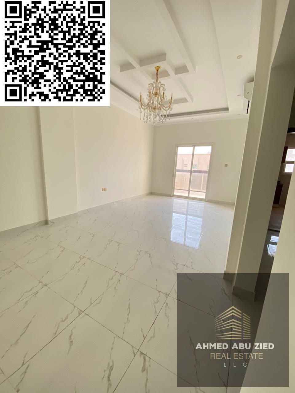 Two rooms and a hall for annual rent in Ajman, Al Muwaihat area, including three bathrooms, two master bedrooms, a balcony, an elegant design, and a d