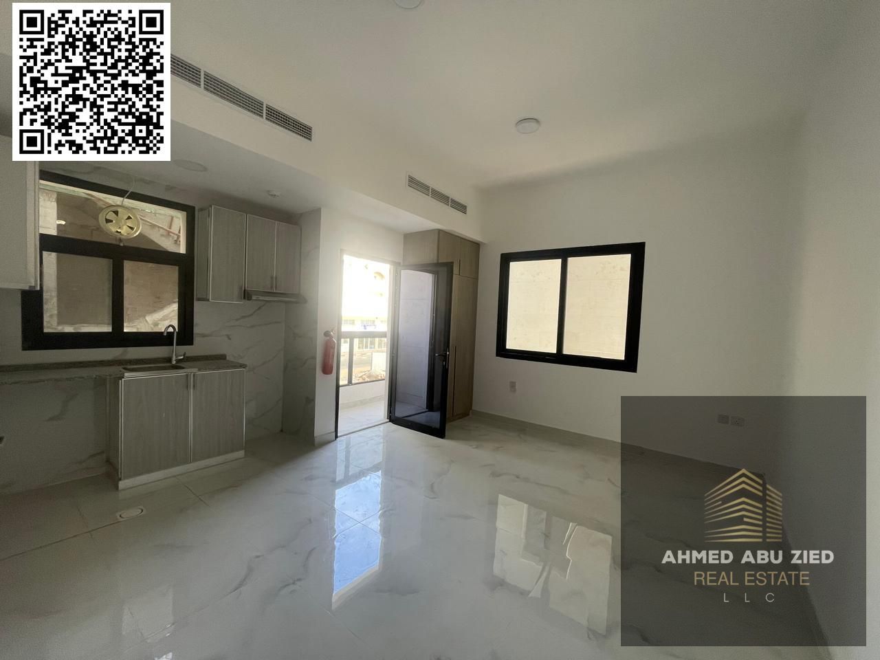 First occupancy, most luxurious and spacious one-bedroom apartment with a living room, two bathrooms, a balcony with an open view, central air conditi