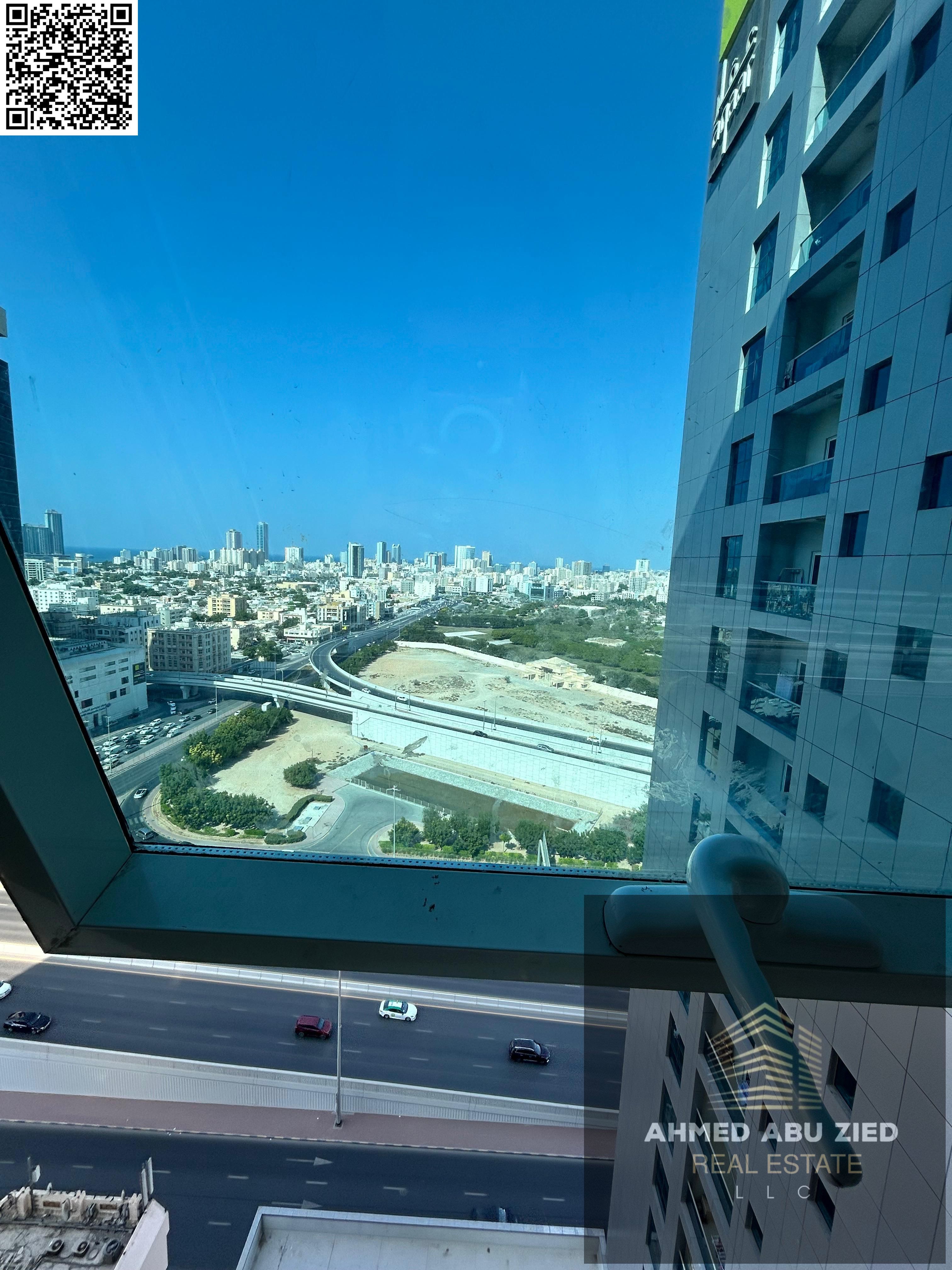 2BR + hall with 2 balconies and 2 baths, rent 40,000 AED, 4 installments, near all services, easy access to Dubai