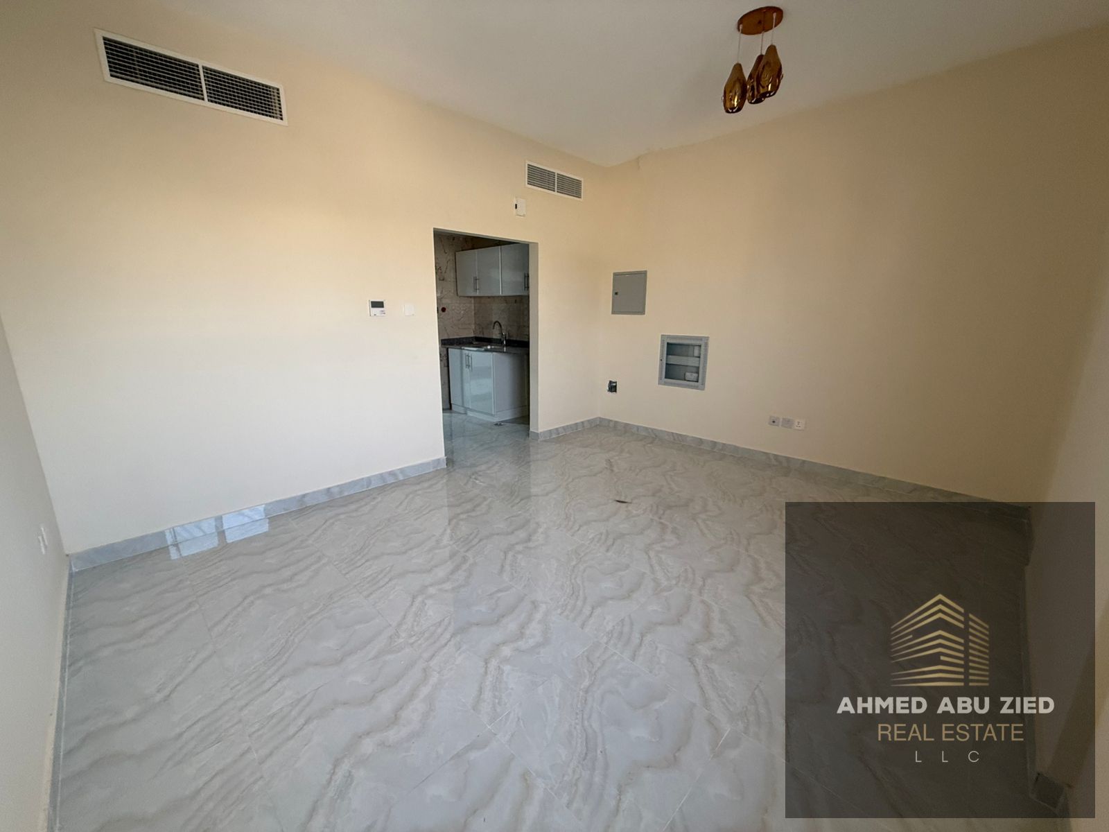 **Luxury Studio for Annual Rent – Al Jurf 3, Ajman** First occupant, with a separate kitchen.