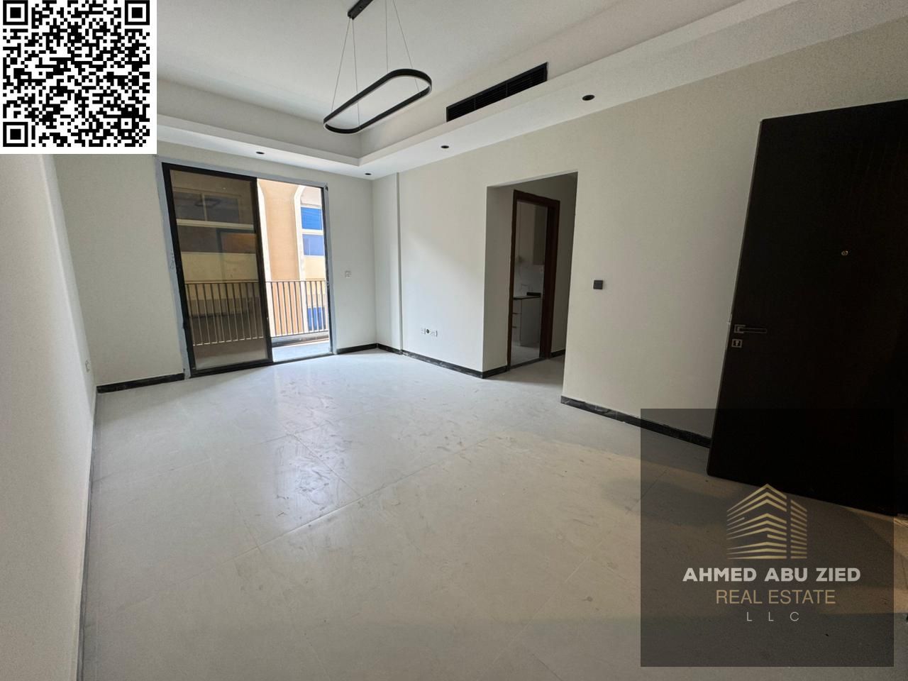 Luxury one-bedroom apartment for rent in Al Jurf 3, first occupancy, modern finish and distinctive balcony.