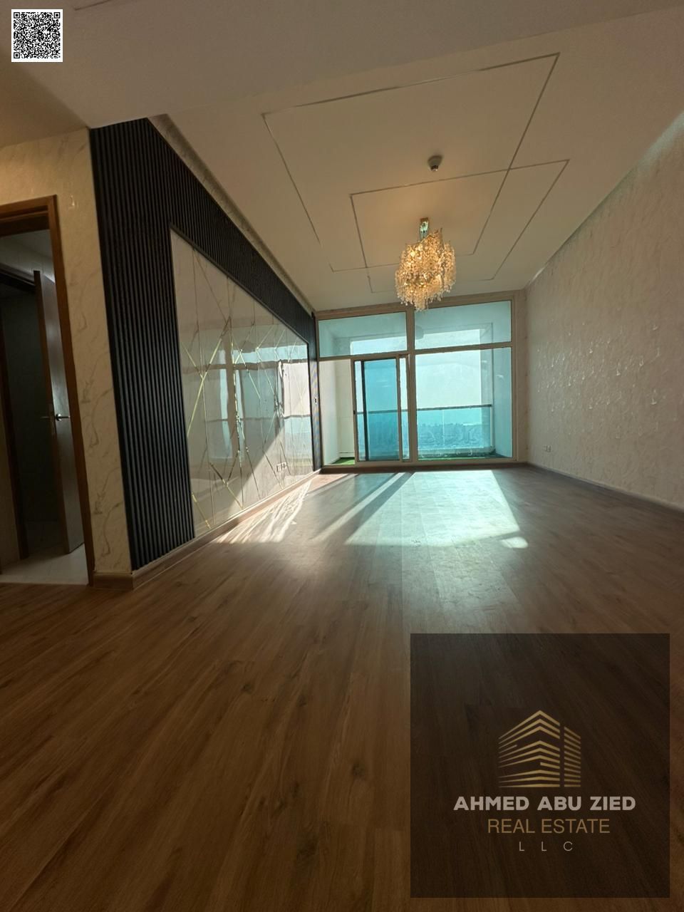 Three bedrooms and a living room, plus a laundry room and five bathrooms. Available for annual rent in Ajman, Ajman One Towers.
