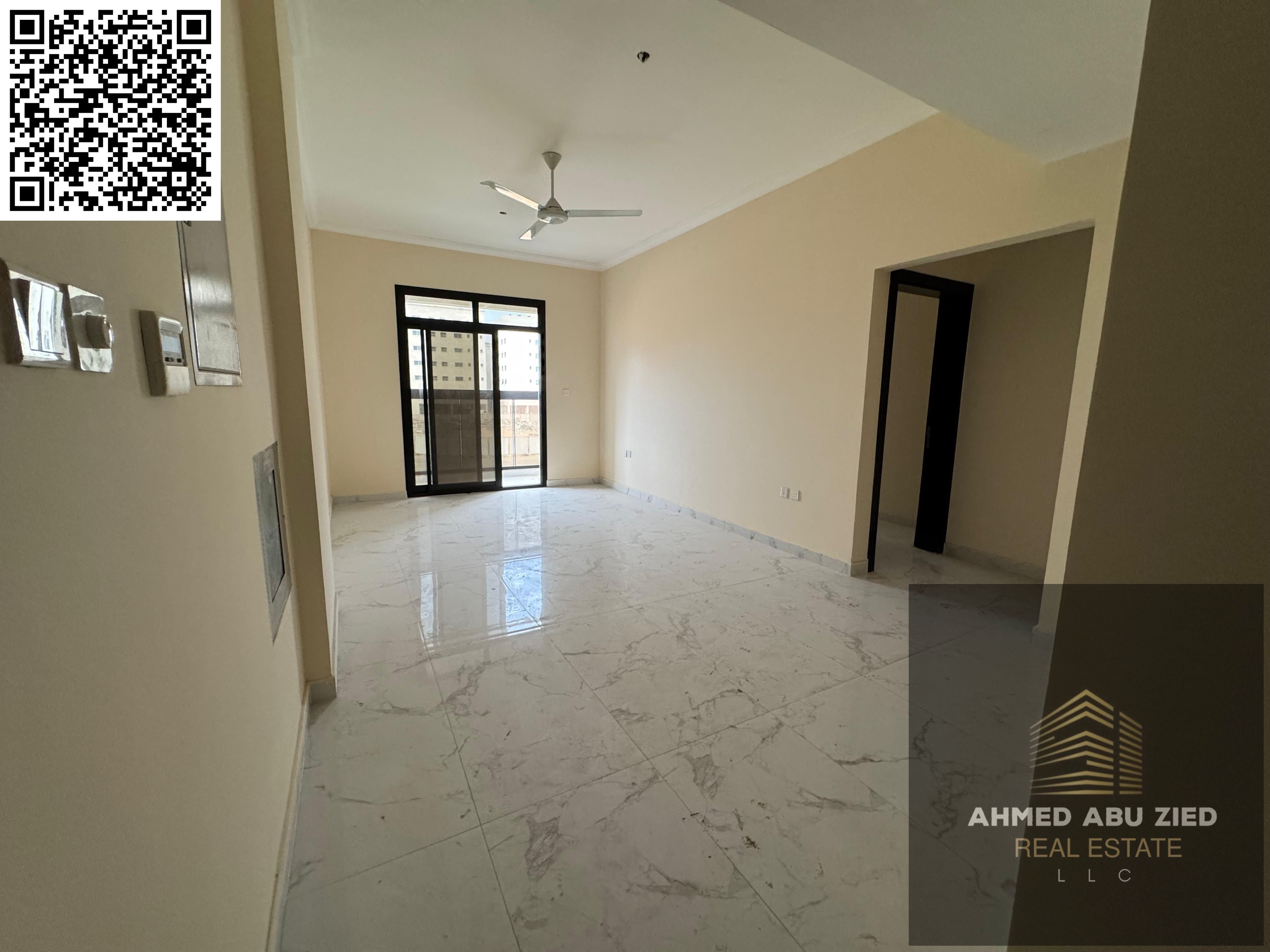 Luxurious and elegant two-bedroom apartment with a living room for annual rent in Ajman, Al Jurf 3 area | First occupancy | 3 bathrooms | Balcony | Su