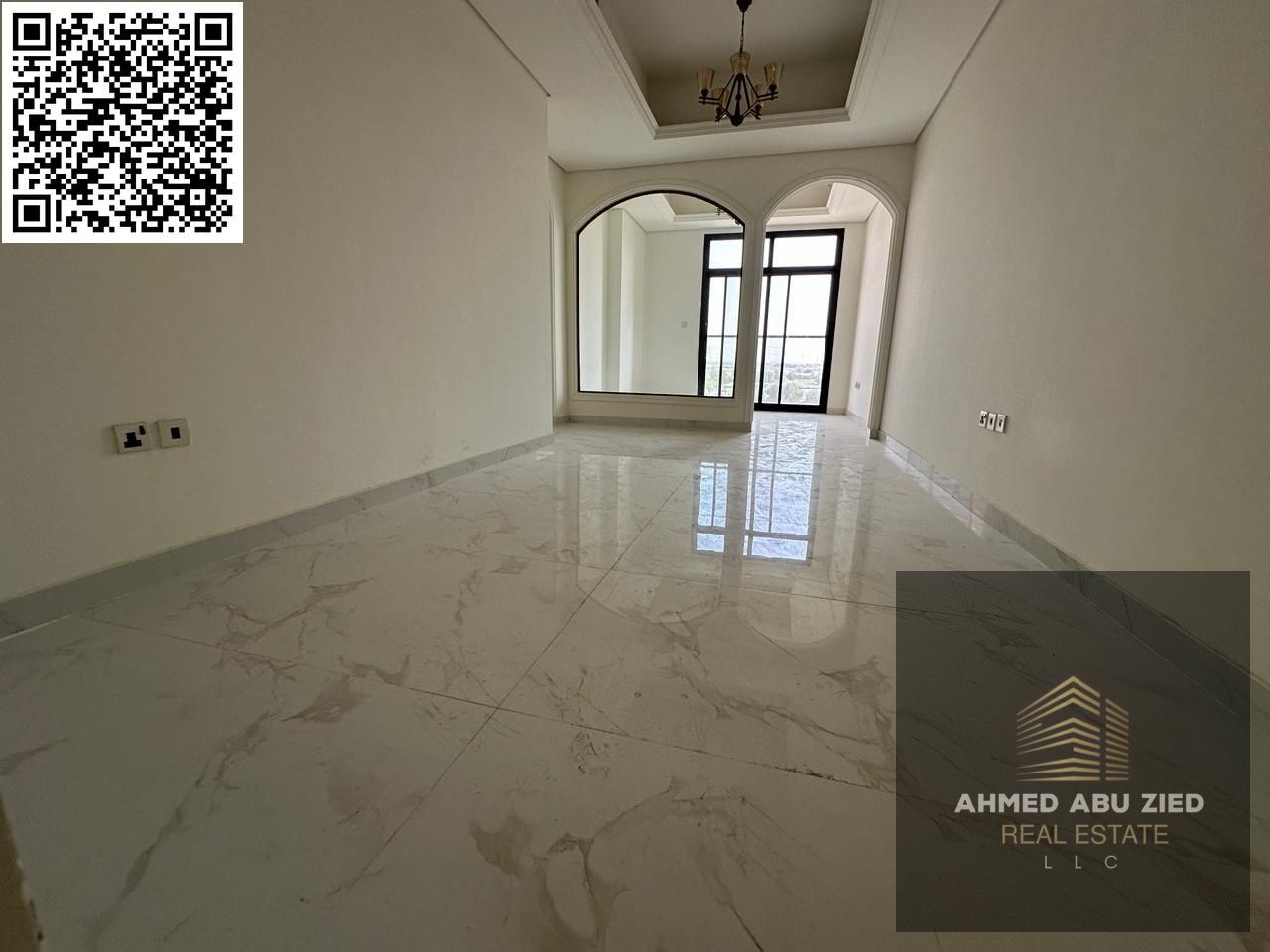 Luxury three-bedroom apartment in Al Tallah, Ajman | 3 bathrooms | 2 master bedrooms | Swimming pool | Modern design | Central air conditioning | Bui