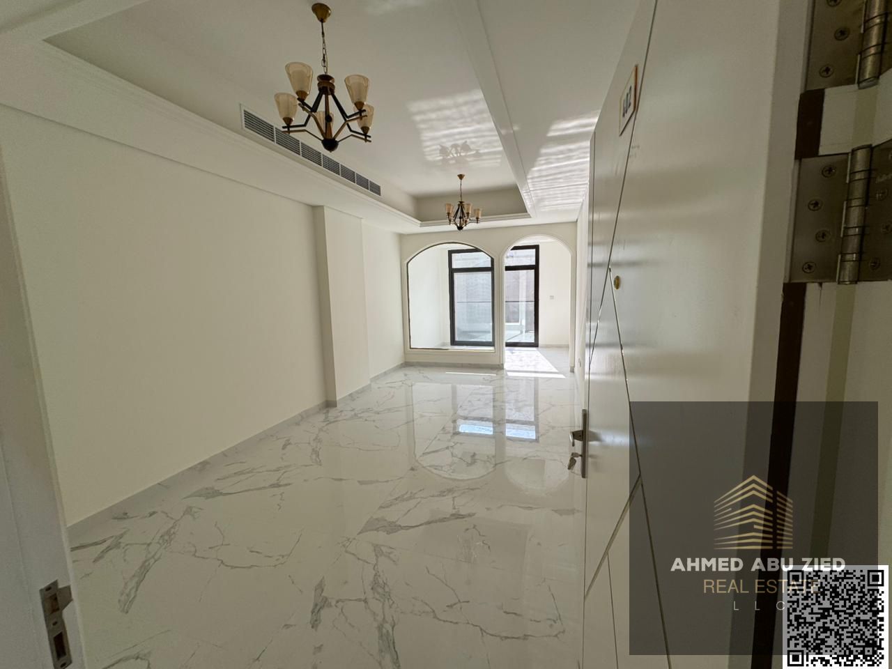 One bedroom and living room, first occupancy. Al Muwaihat area. Directly on Mohammed Bin Zayed Road. With swimming pool. Next to a school complex. Maj