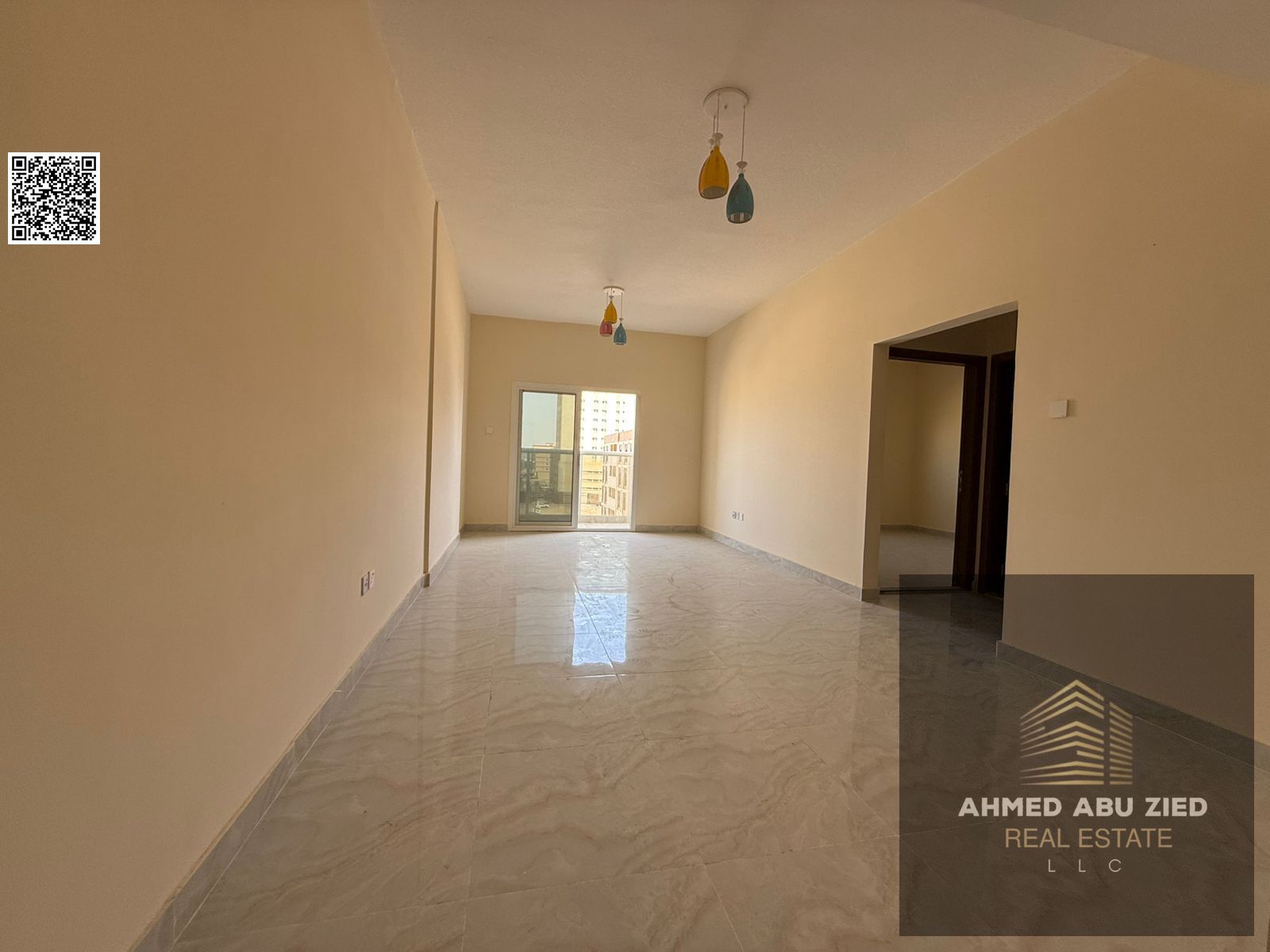 The most stylish, first-time-occupied apartment in Al Jurf 3, consisting of a master bedroom, a fully equipped kitchen, and two bathrooms. Close to th