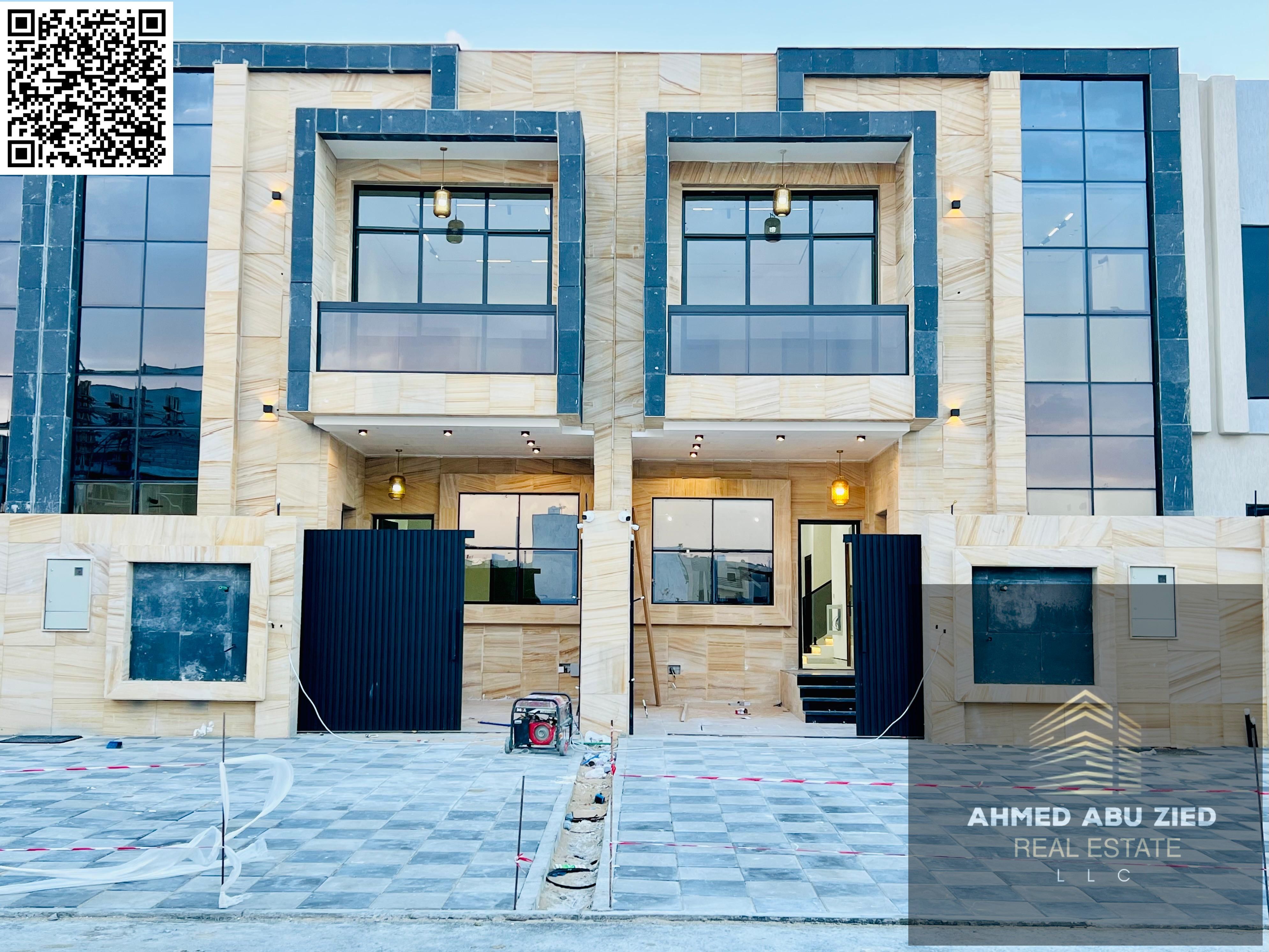 Luxury townhouse for rent in Al Helio 2, Ajman | Majlis and living room | 5 master bedrooms | Built-in wardrobes | 7 bathrooms | Fully equipped main k